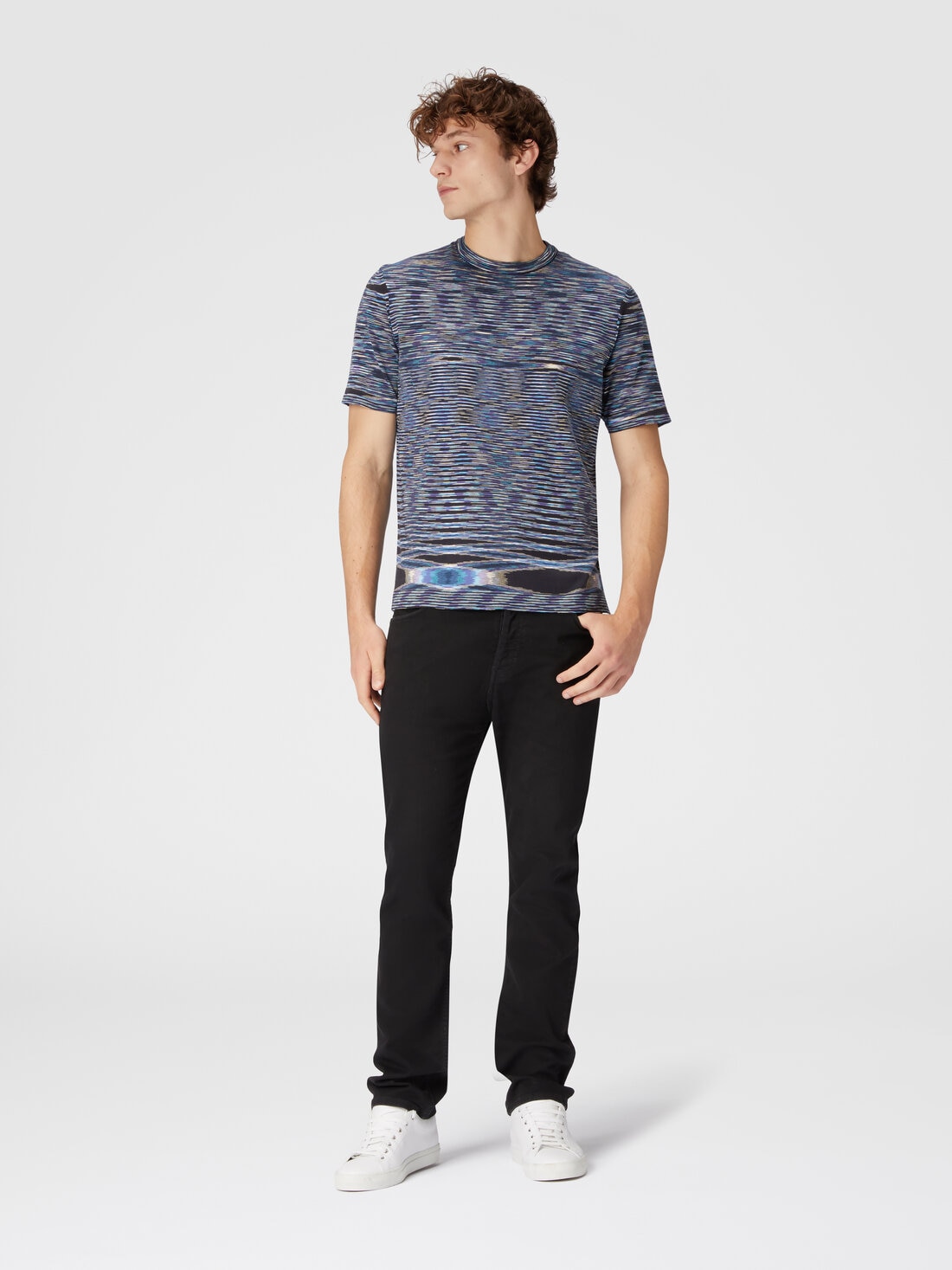 Slub cotton crew-neck T-shirt, Blue - UC23SL03BK013BF7061 - 1