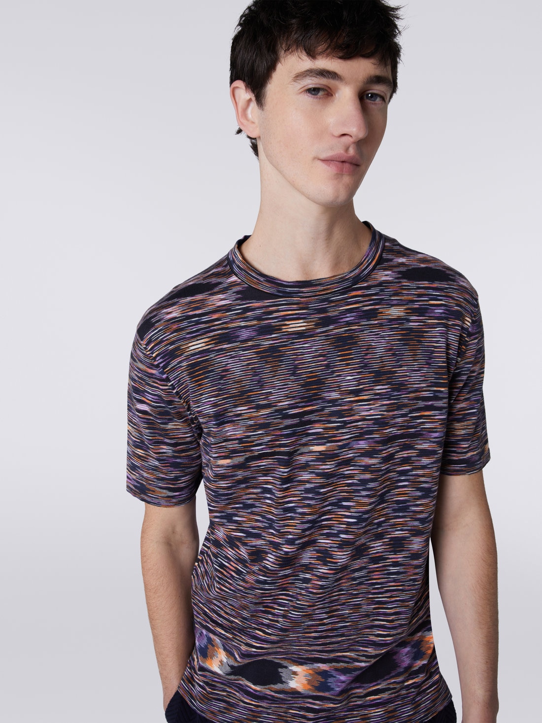 Slub cotton crew-neck T-shirt, Multicoloured  - UC23SL03BK013BF902Q - 4