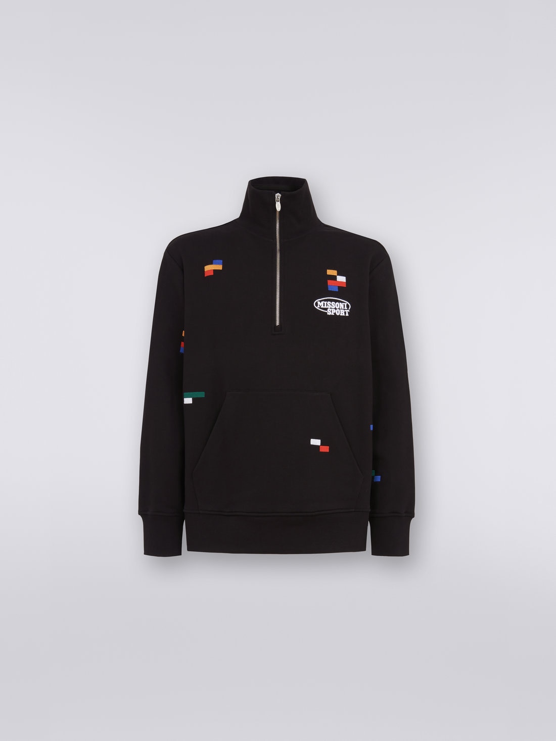 Sweatshirt with half zip and Legacy logo embroidery, Black & Multicoloured - 0