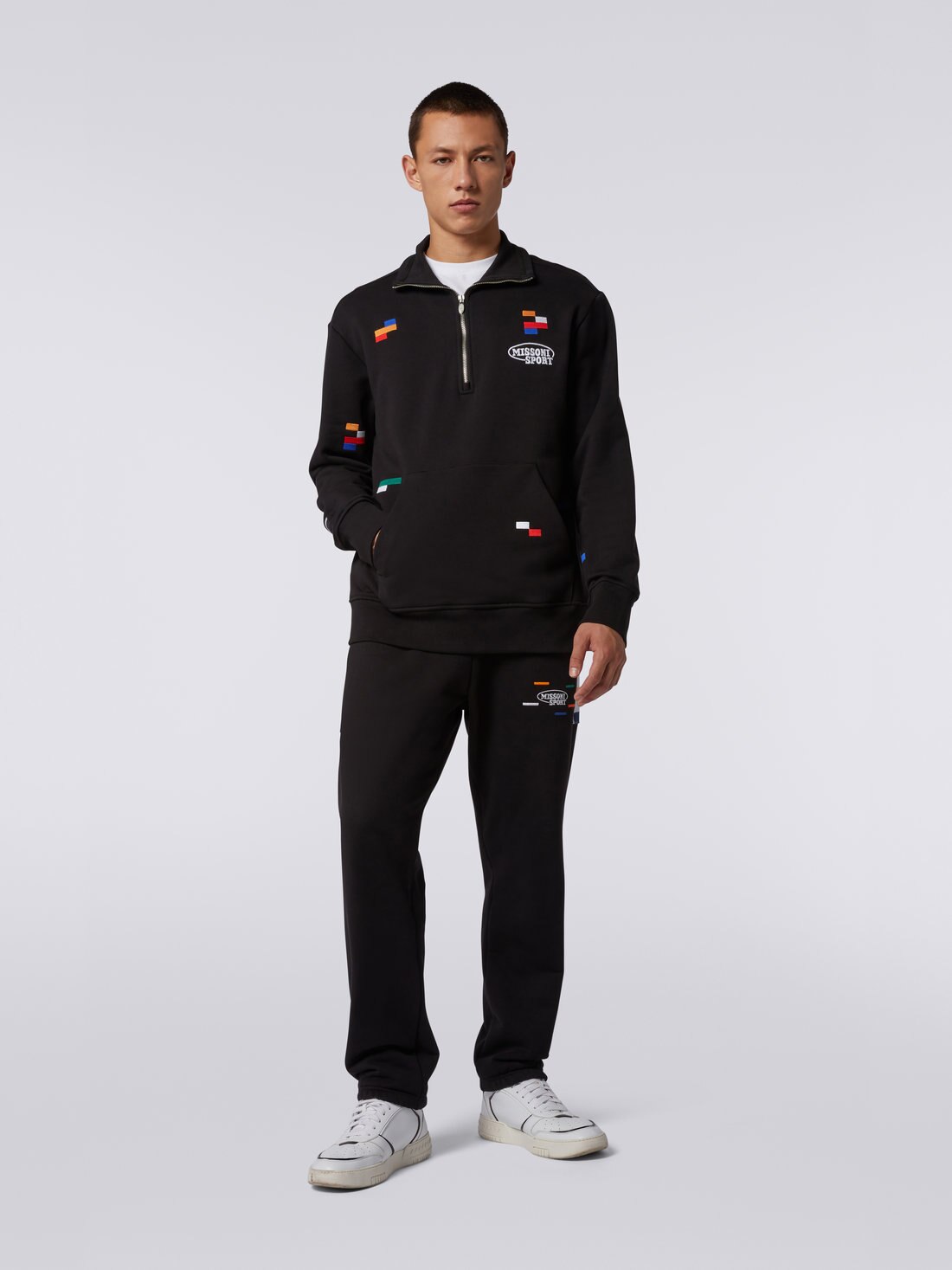 Sweatshirt with half zip and Legacy logo embroidery, Black & Multicoloured - UC23SW01BJ00EES91E6 - 1