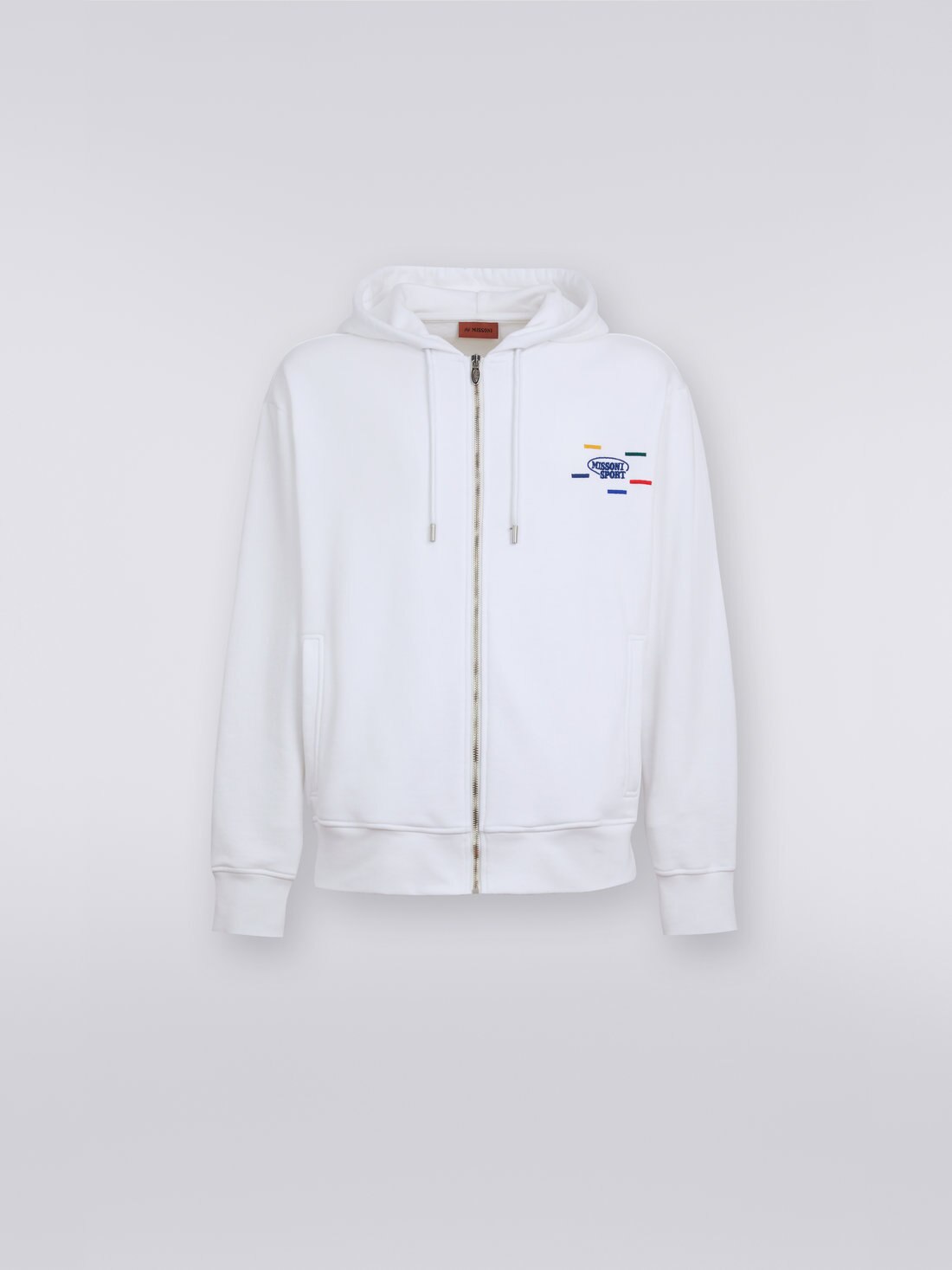 Cotton sweatshirt with hood and zip, White & Multicoloured Heritage - UC23SW02BJ00EQS017A - 0
