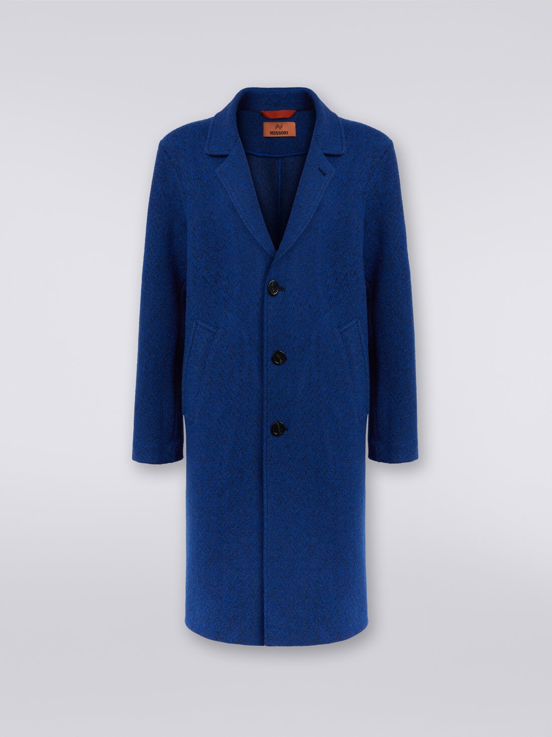 Manteau à chevrons en laine bouillie, Bleu - UC23WC00BT003OS72CC - 0