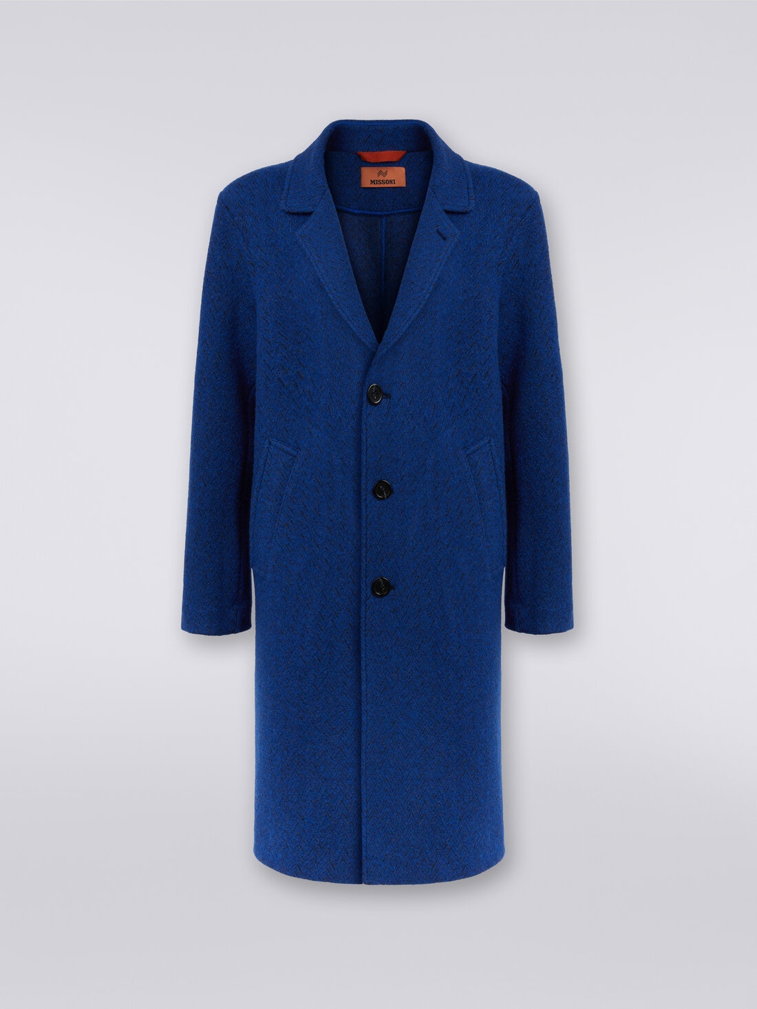 Cappotto spigato in lana cotta, Blu - UC23WC00BT003OS72CC - 0