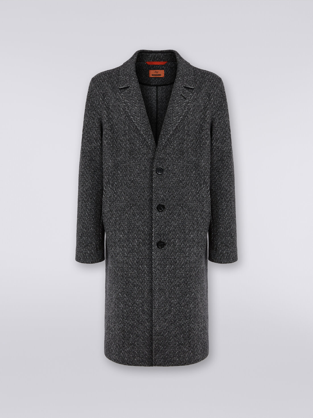 Boiled wool herringbone coat Black | Missoni