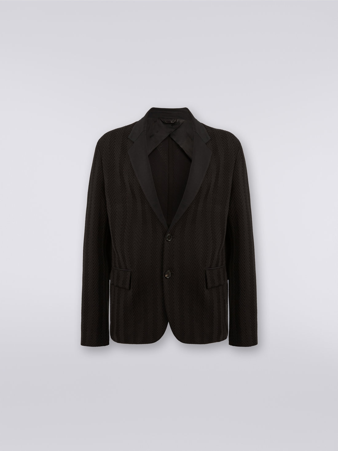 Veste en coton et viscose à chevrons, Noir    - UC23WF00BR00JC93911 - 0