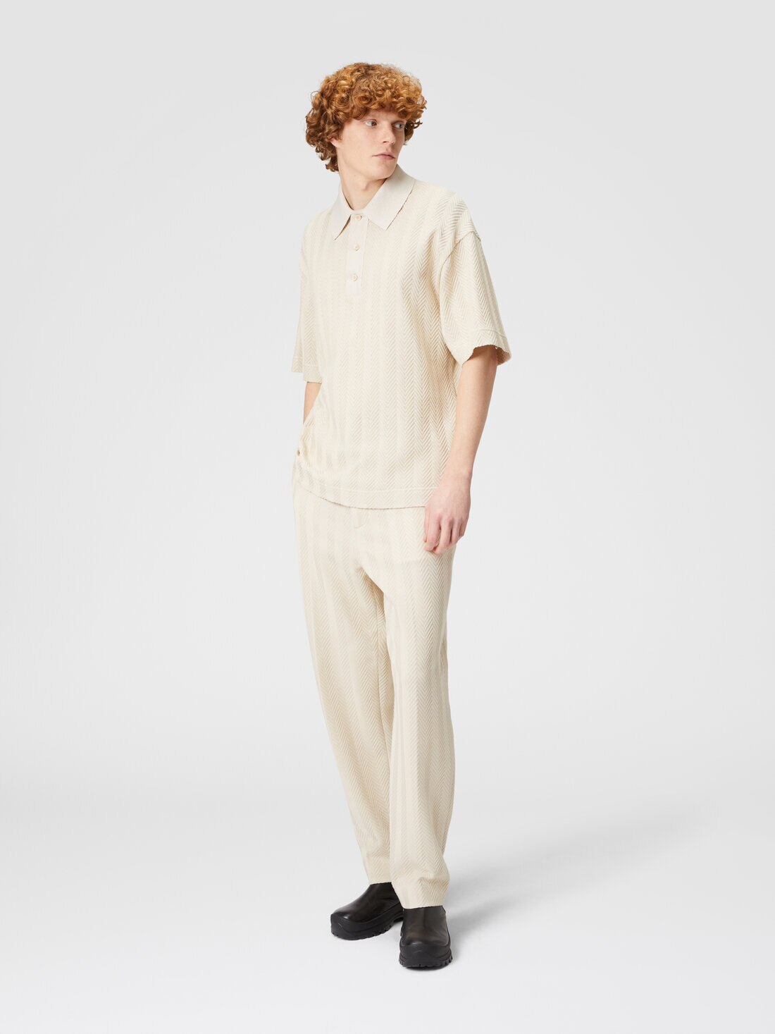 Classic cotton and viscose zigzag trousers, Grey - UC23WI00BR00JC40708 - 1
