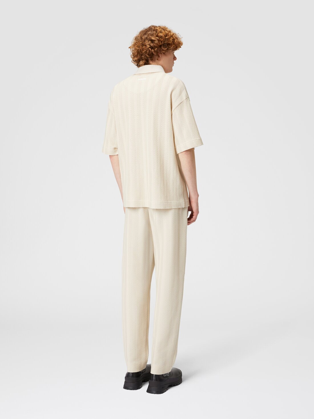 Classic cotton and viscose zigzag trousers, Grey - UC23WI00BR00JC40708 - 2