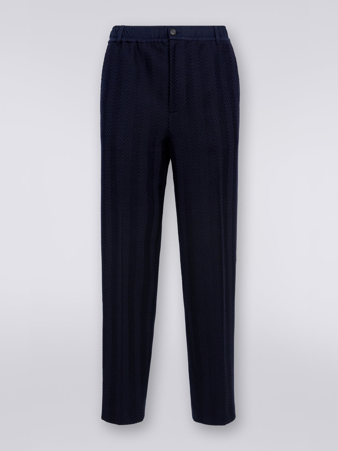 Classic cotton and viscose zigzag trousers , Multicoloured  - 0
