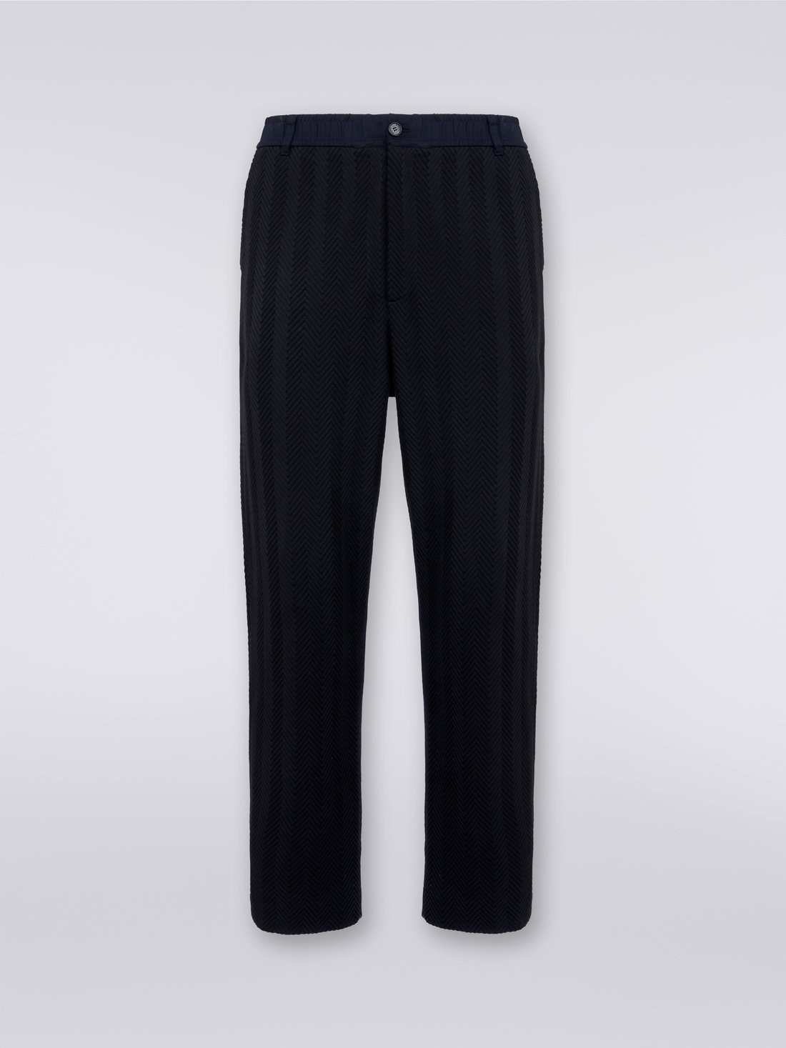 Classic cotton and viscose zigzag trousers , Black    - UC23WI00BR00JC93911 - 0