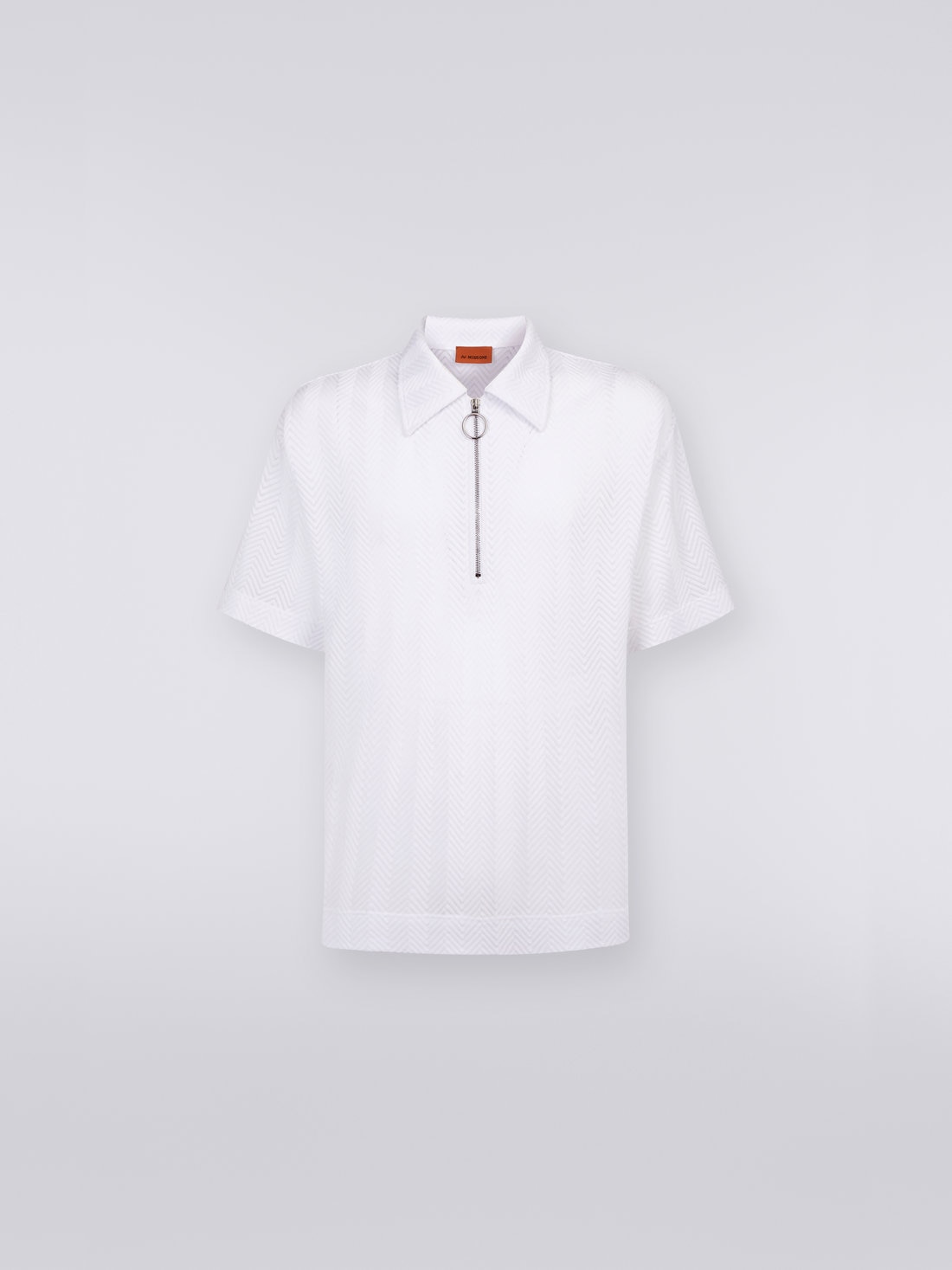 Polo à manches courtes en coton et viscose, Blanc  - US23S200BR00JC10601 - 0