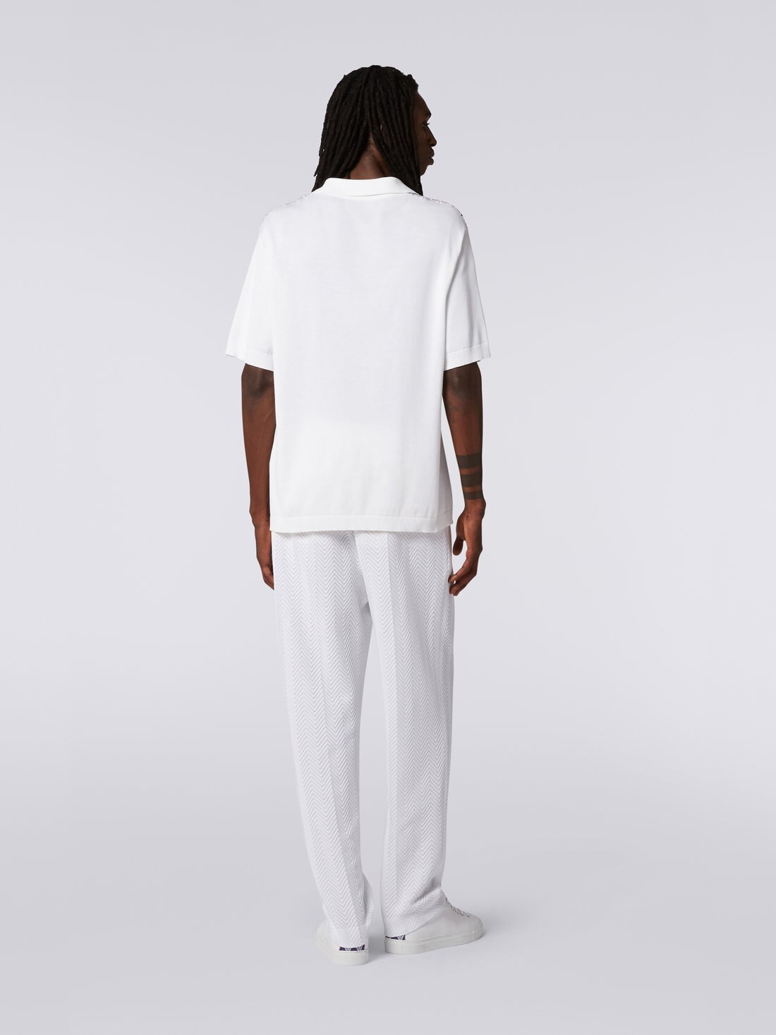 Polo a maniche corte in cotone e seta, Bianco & Multicolore - US23S207BK021XS0172 - 3