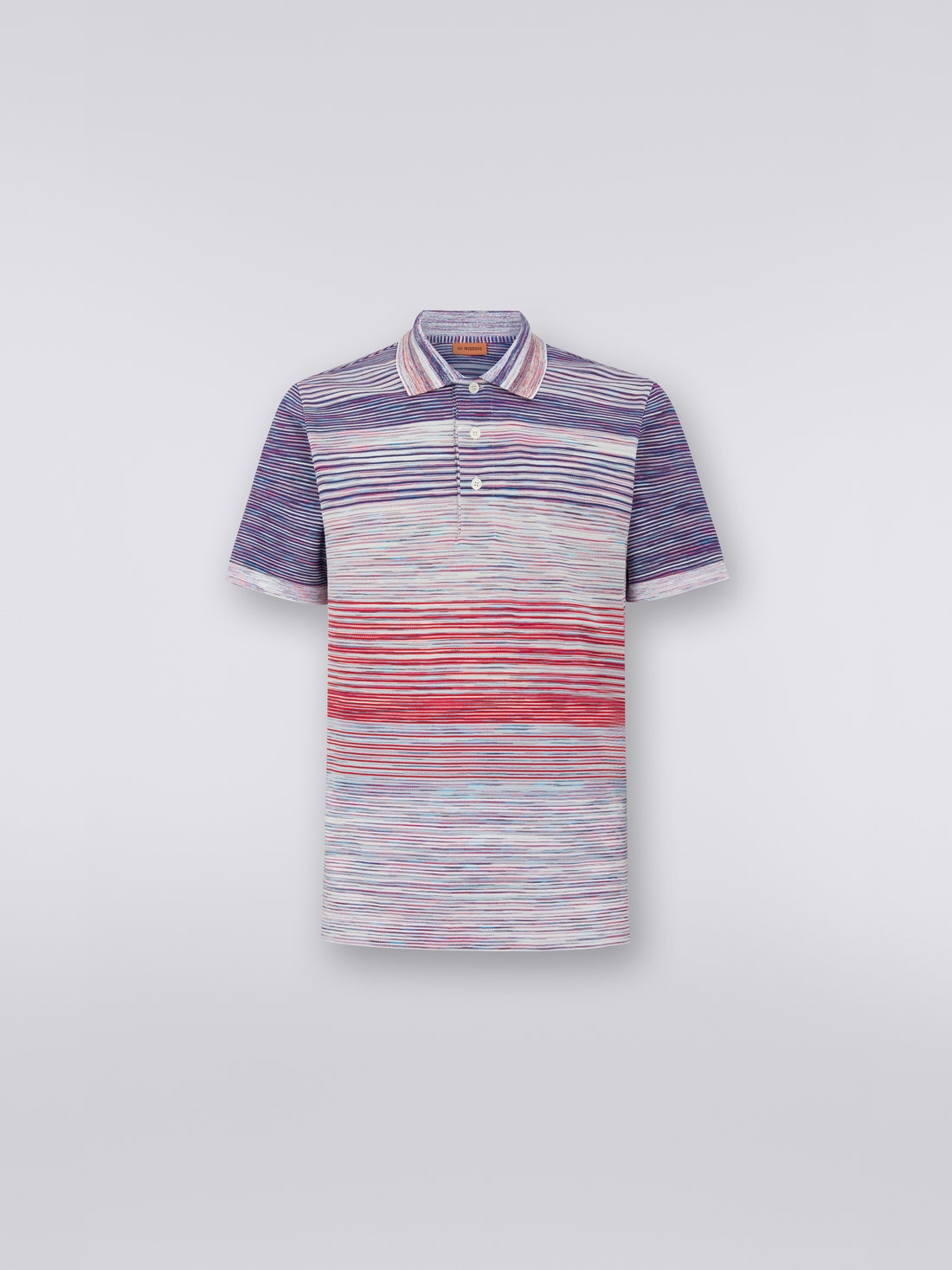 Poloshirt aus Baumwollpiqué in Flammgarnoptik, Rot, Violett & Hellblau - US23S20HBJ0014F402H - 0