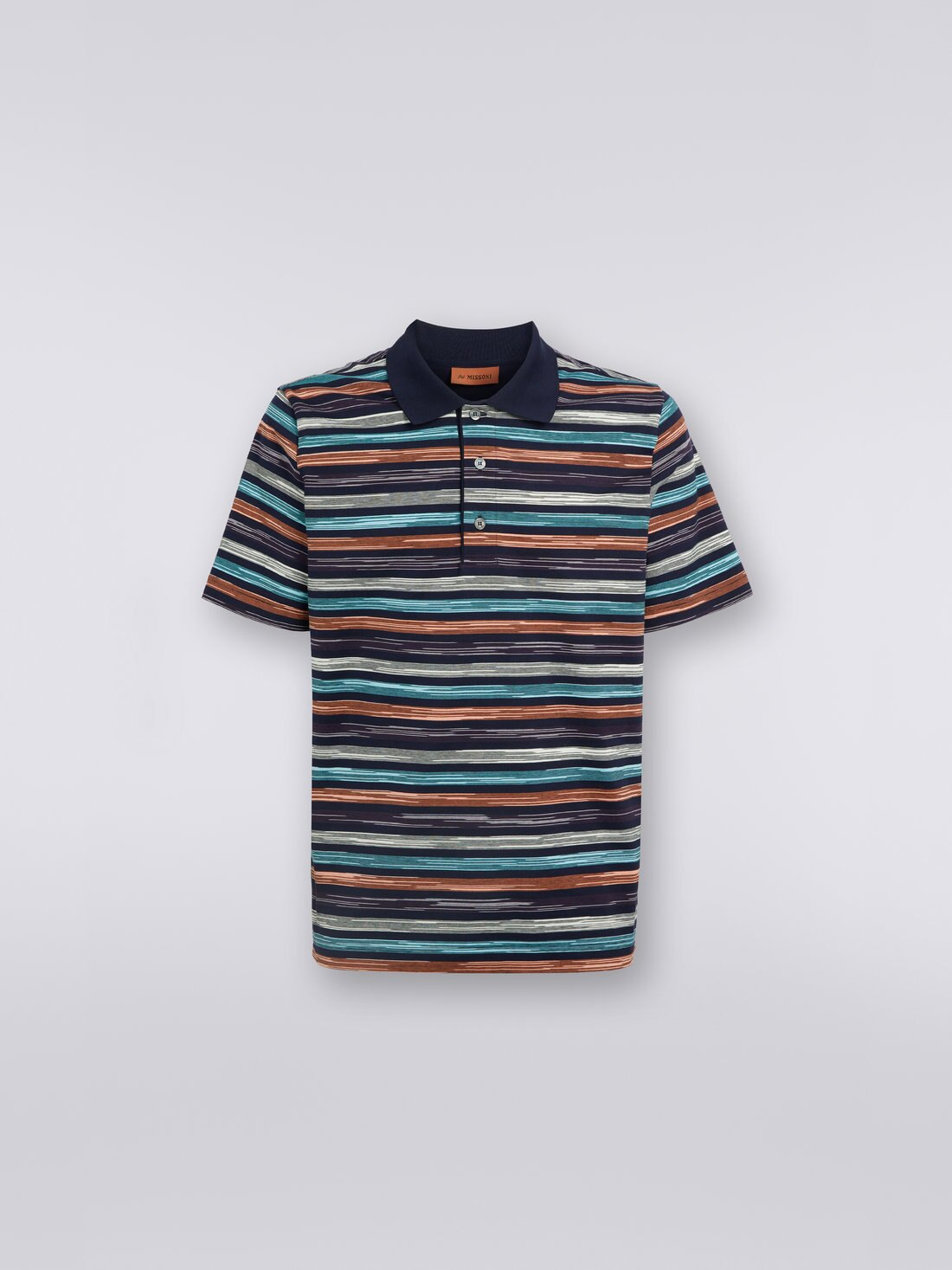 Polo en jersey de coton flammé, Multicolore  - US23S20QBJ00FMS72AP - 0