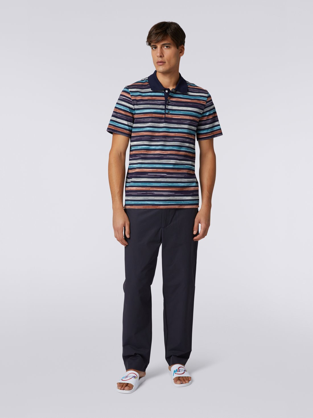 Polo en jersey de coton flammé, Multicolore  - US23S20QBJ00FMS72AP - 1