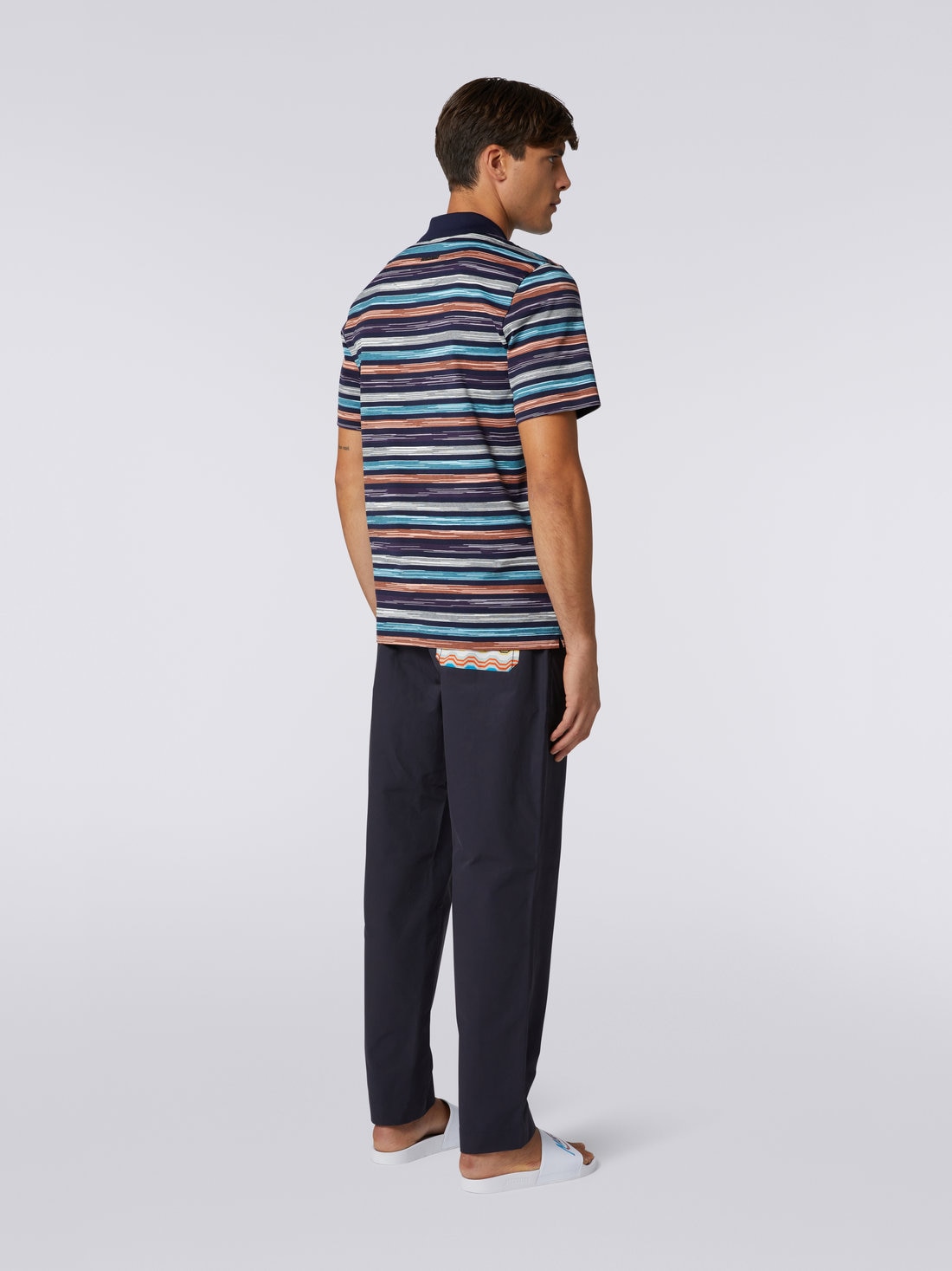 Slub cotton jersey polo shirt, Multicoloured - US23S20QBJ00FMS72AP - 3
