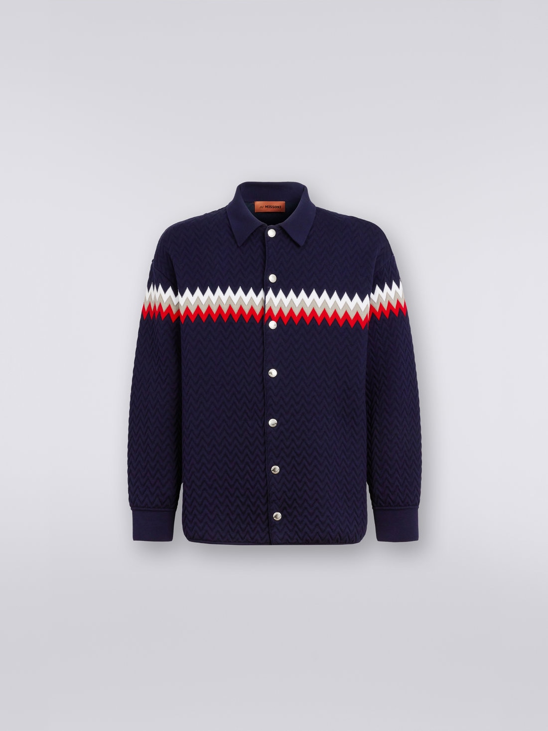 Nylon-blend overshirt with zigzag stitching and contrasting details, Multicoloured - US23SC06BK020TS729A - 0