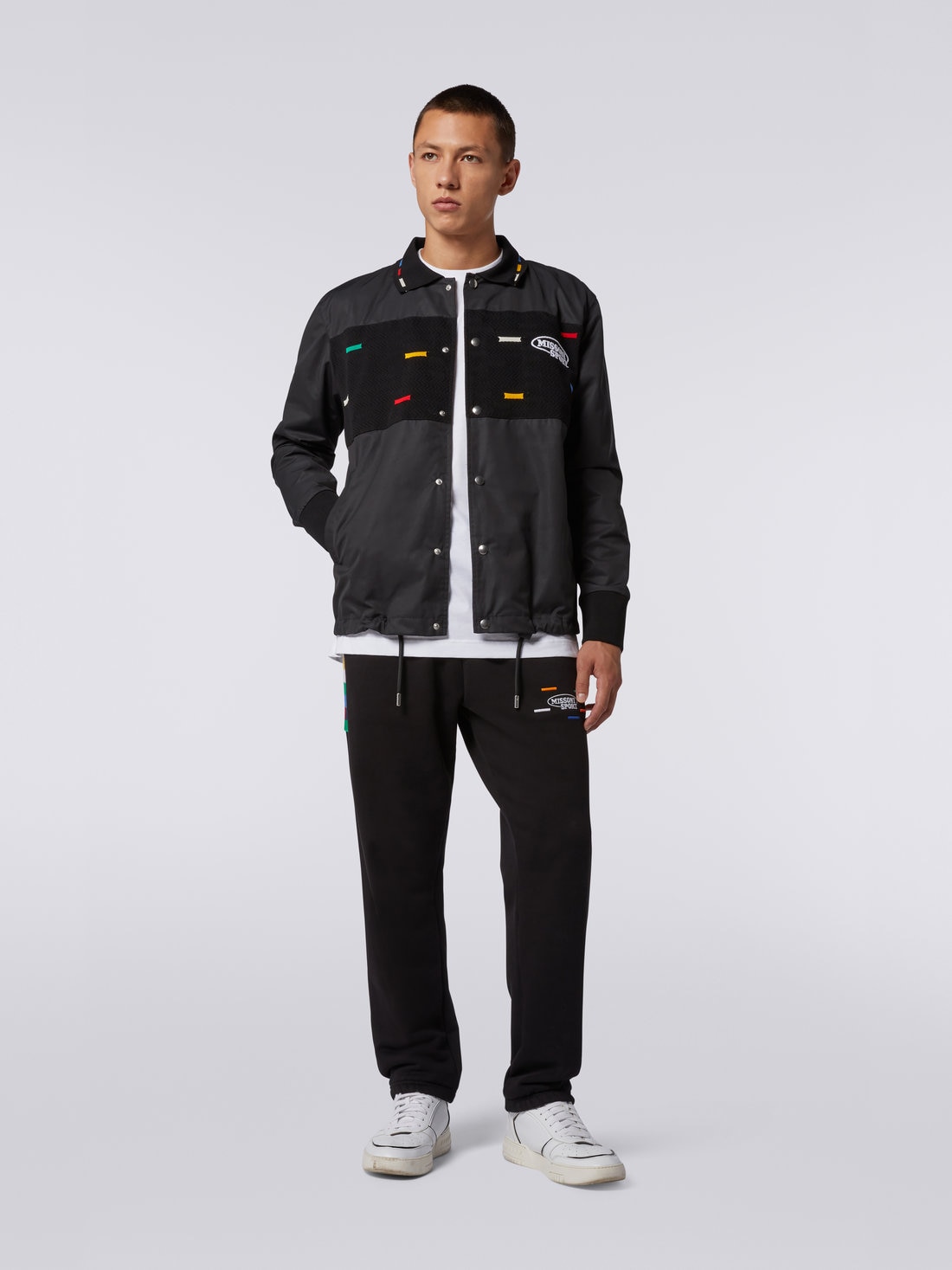 Jacket with knitted inserts and Legacy logo embroidery, Black & Multicoloured - US23SC0MBW00MKS91EH - 1