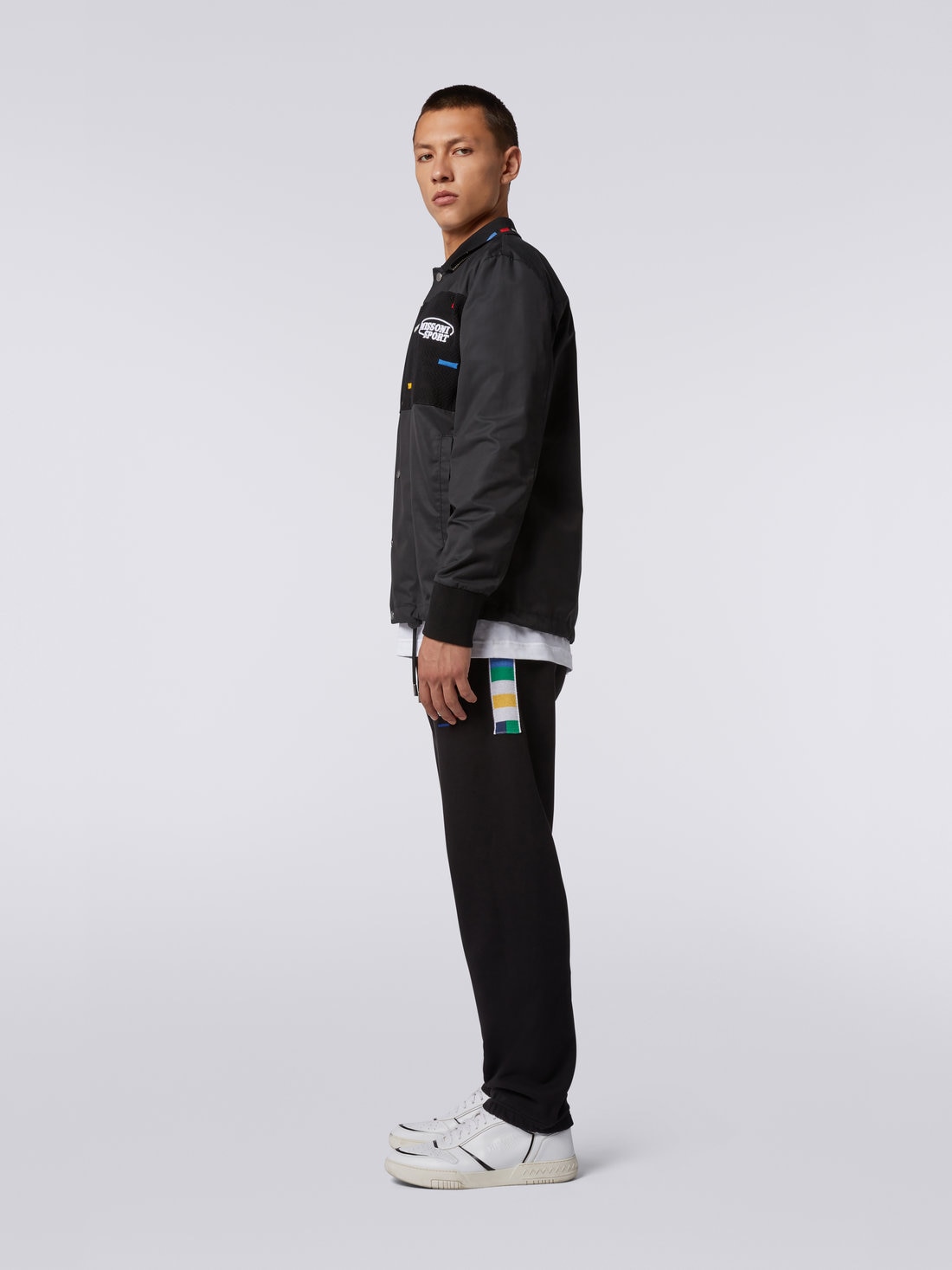Jacket with knitted inserts and Legacy logo embroidery, Black & Multicoloured - US23SC0MBW00MKS91EH - 2