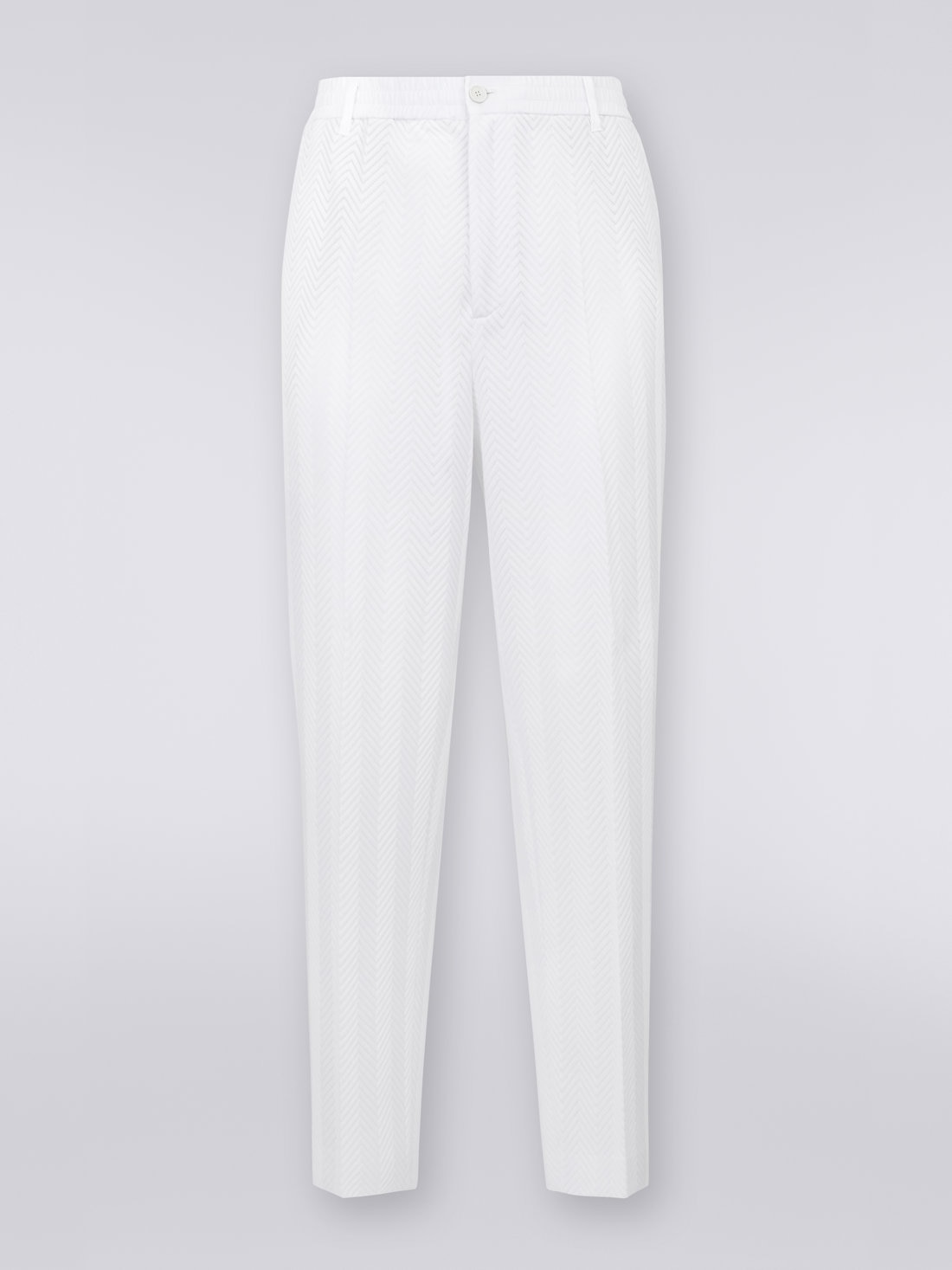Classic plain cotton and viscose chevron trousers, White  - US23SI00BR00JC10601 - 0