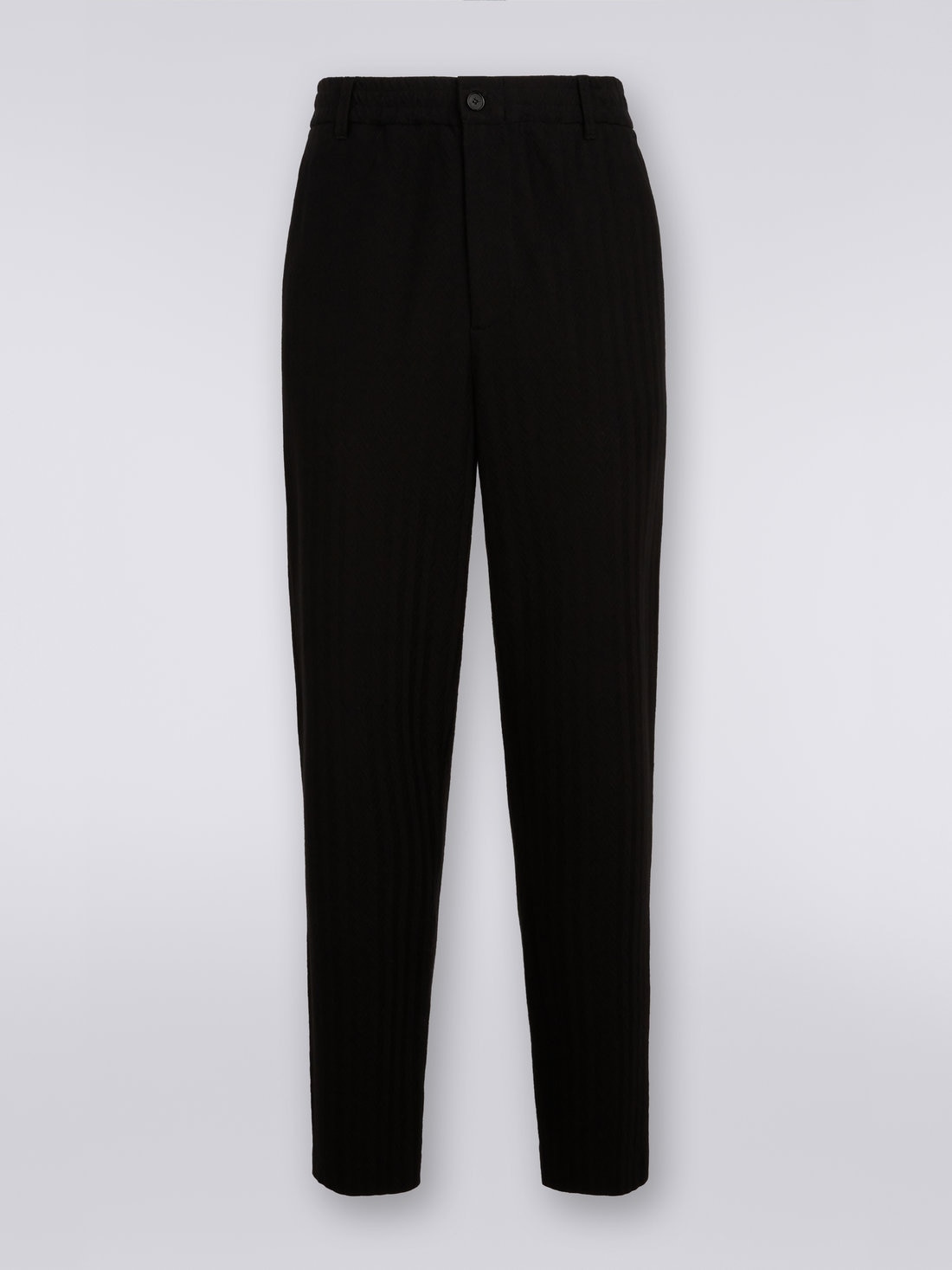 Viscose and cotton chevron trousers with ironed crease, Black    - US23SI00BR00L093911 - 0