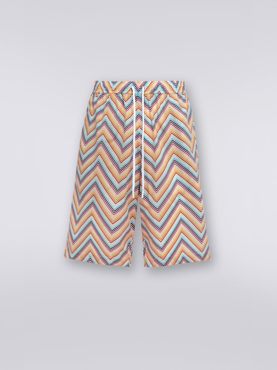 Cotton Bermuda shorts with zigzag print, Multicoloured - US23SI0CBW00MFS016L - 0