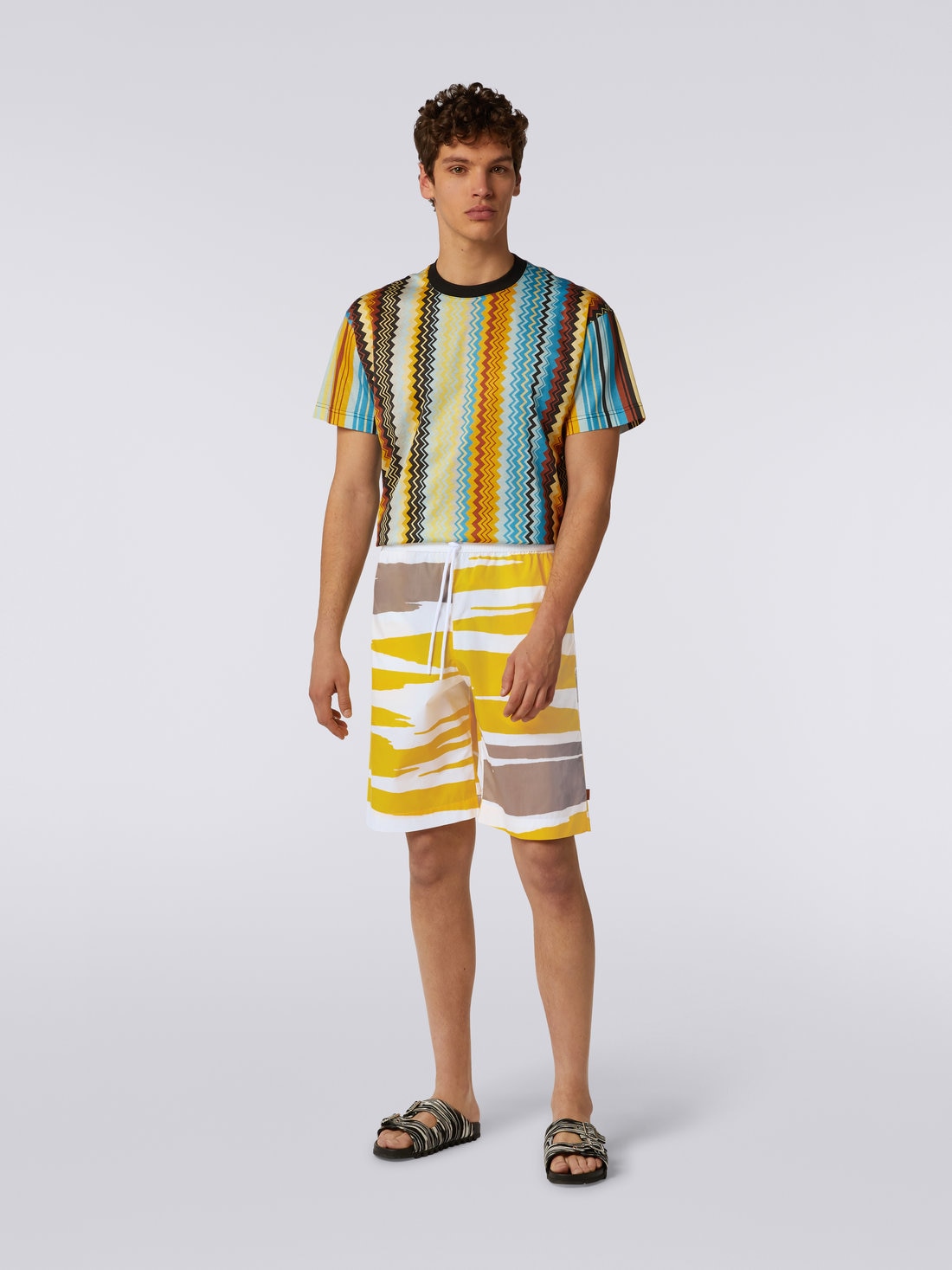 Cotton Bermuda shorts with slub print, Multicoloured - US23SI0CBW00MGS109Q - 1