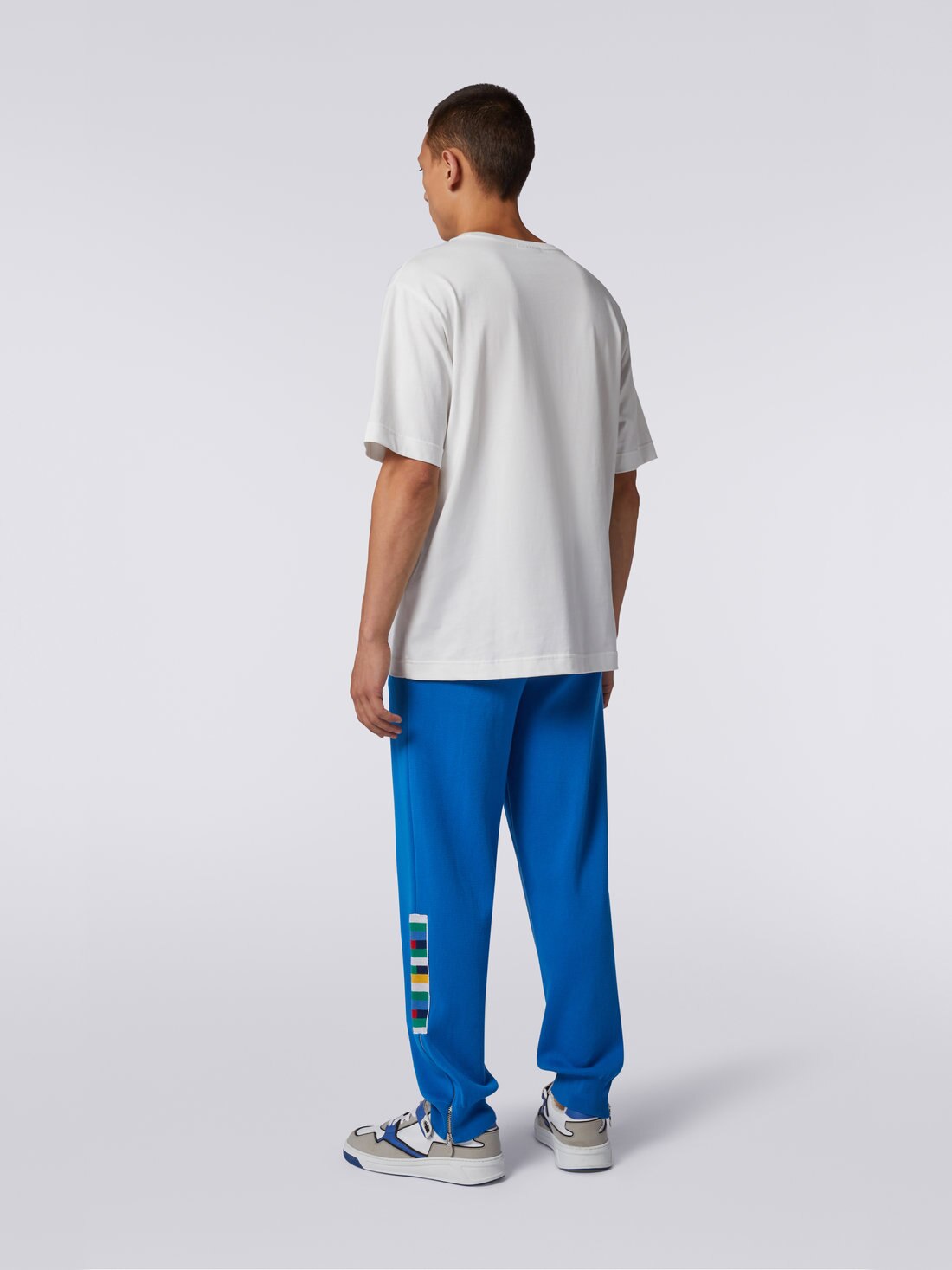 Cotton jogging bottoms with logo, Blue - 3