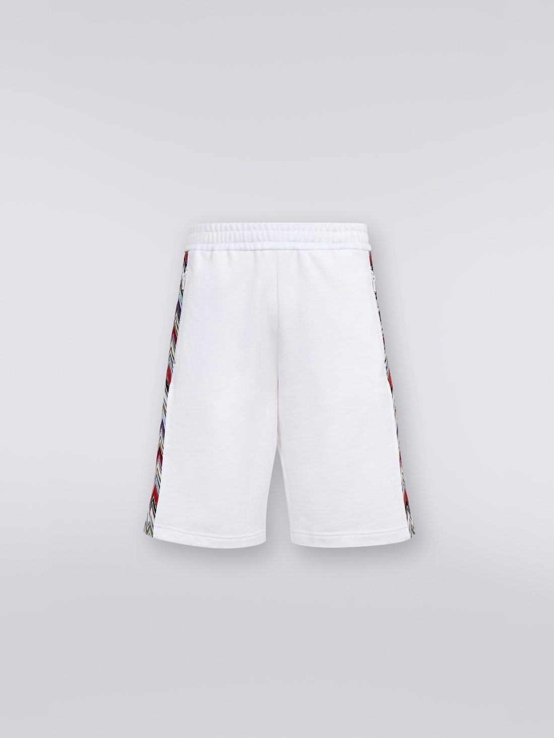 Bermudas de felpa de algodón con detalles de punto, Blanco  - US23SI14BJ00DZS016Q - 0