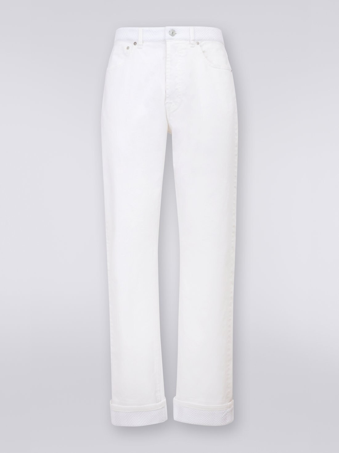 Five-Pocket-Hose aus Stretch-Baumwolle mit Strickeinsätzen, Weiß  - 8051575734304 - 0