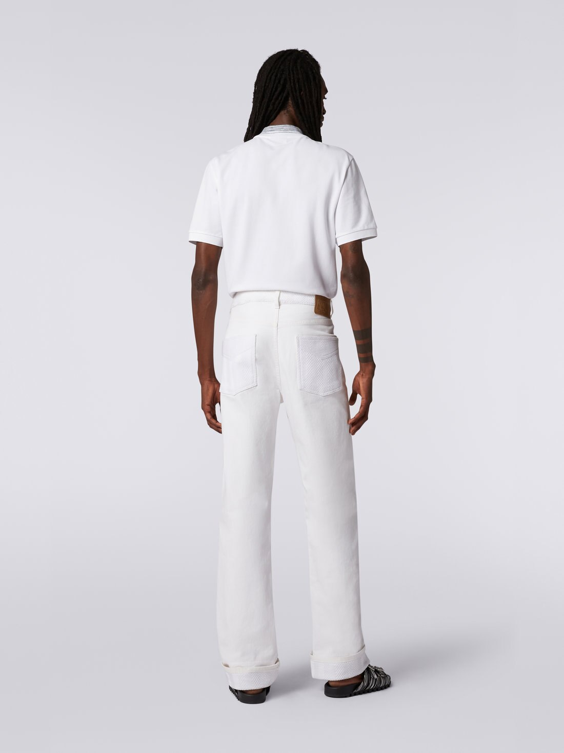 Five-Pocket-Hose aus Stretch-Baumwolle mit Strickeinsätzen, Weiß  - 8051575734304 - 3