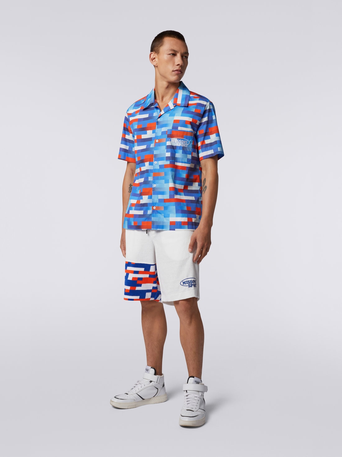 Chemise style bowling en coton à manches courtes, Multicolore  - 8051575737497 - 1