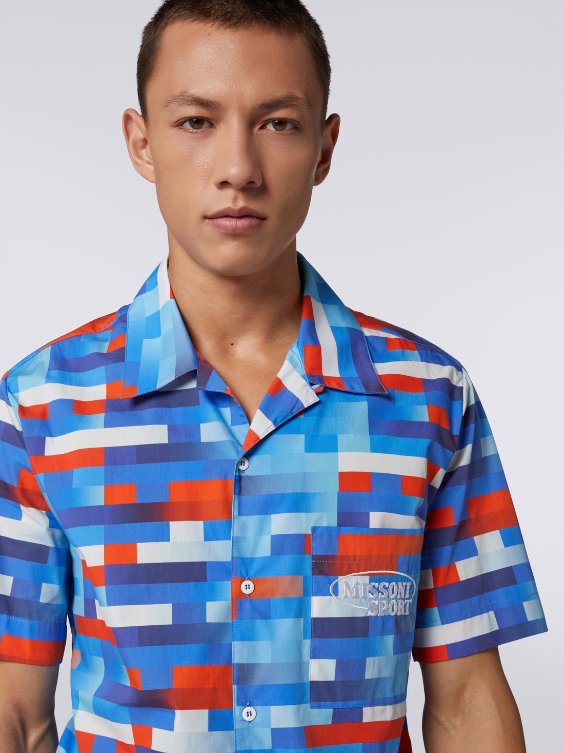 Chemise style bowling en coton à manches courtes, Multicolore  - 8051575737497 - 4