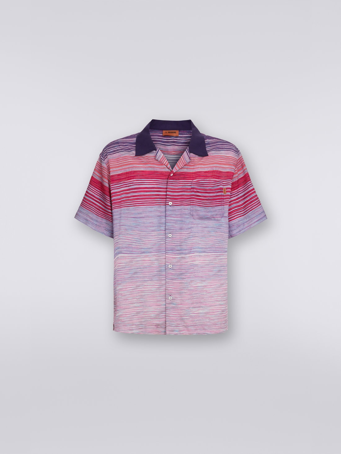 Short-sleeved cotton bowling shirt, Red, Purple & Light Blue - US23SJ0RBW00M5F402H - 0