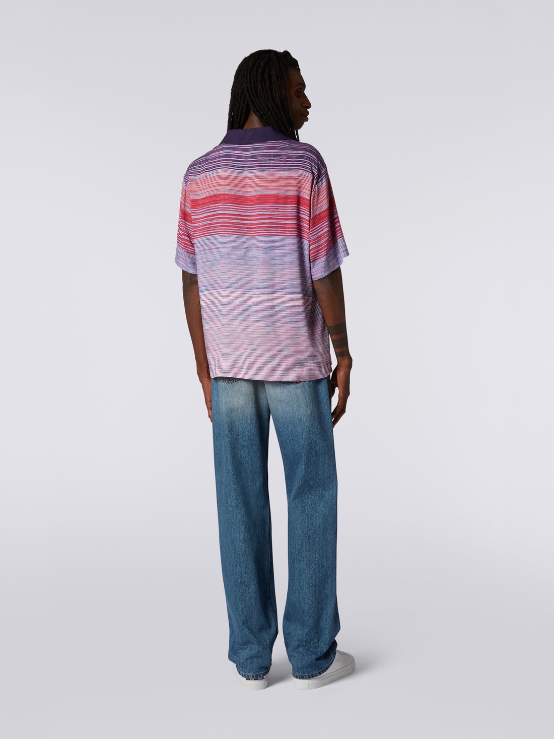 Short-sleeved cotton bowling shirt, Red, Purple & Light Blue - US23SJ0RBW00M5F402H - 3