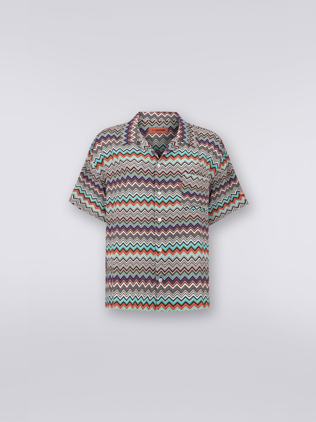 Short-sleeved viscose bowling shirt, Multicoloured - US23SJ0RBW00M7SM8MN - 0