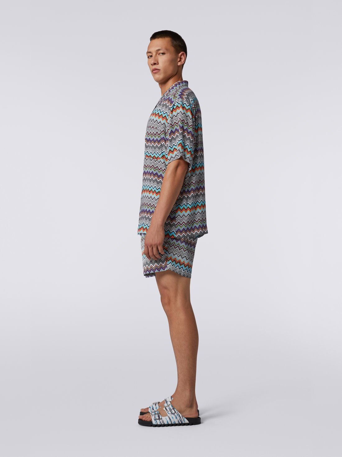 Chemise bowling à manches courtes en viscose, Multicolore  - US23SJ0RBW00M7SM8MN - 2