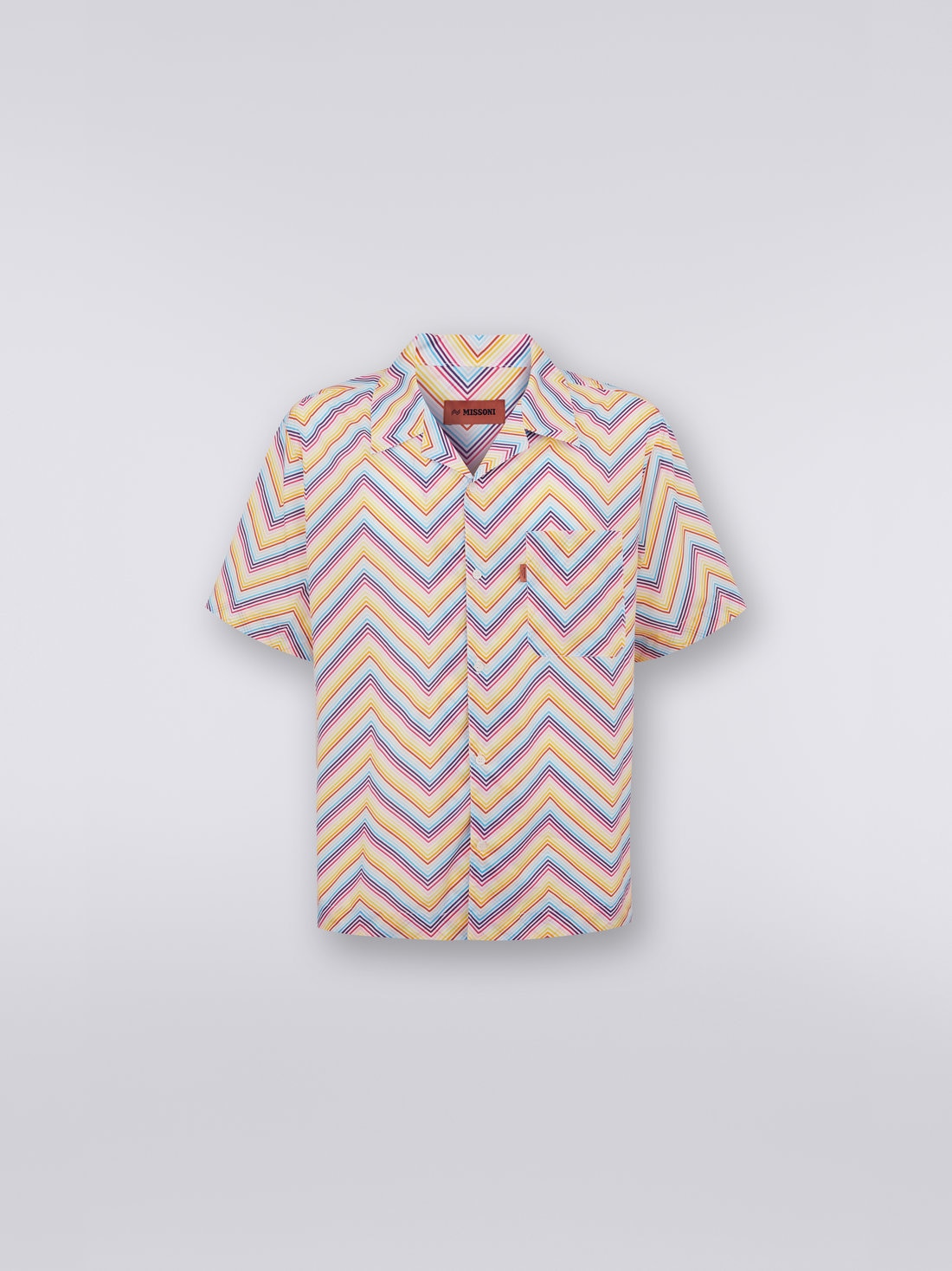 Short-sleeved cotton bowling shirt, Multicoloured  - US23SJ0RBW00MFS016L - 0