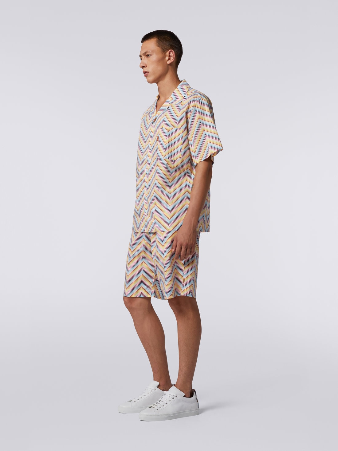 Short-sleeved cotton bowling shirt, Multicoloured  - 2
