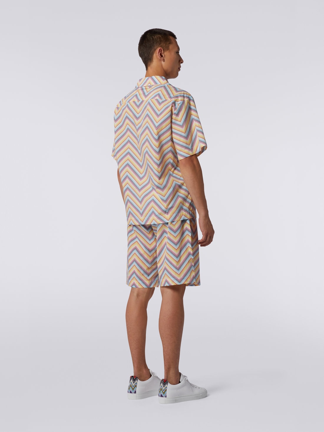 Short-sleeved cotton bowling shirt, Multicoloured  - US23SJ0RBW00MFS016L - 3