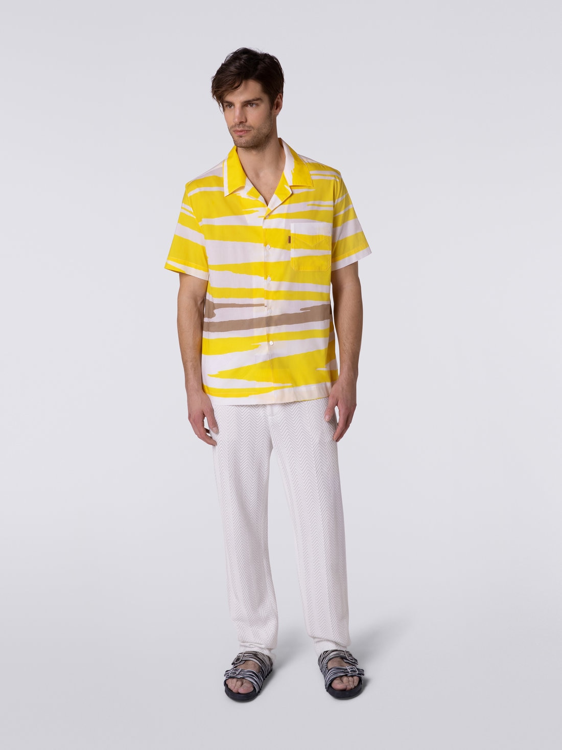 Short-sleeved cotton bowling shirt, Multicoloured  - US23SJ0RBW00MGS109Q - 1