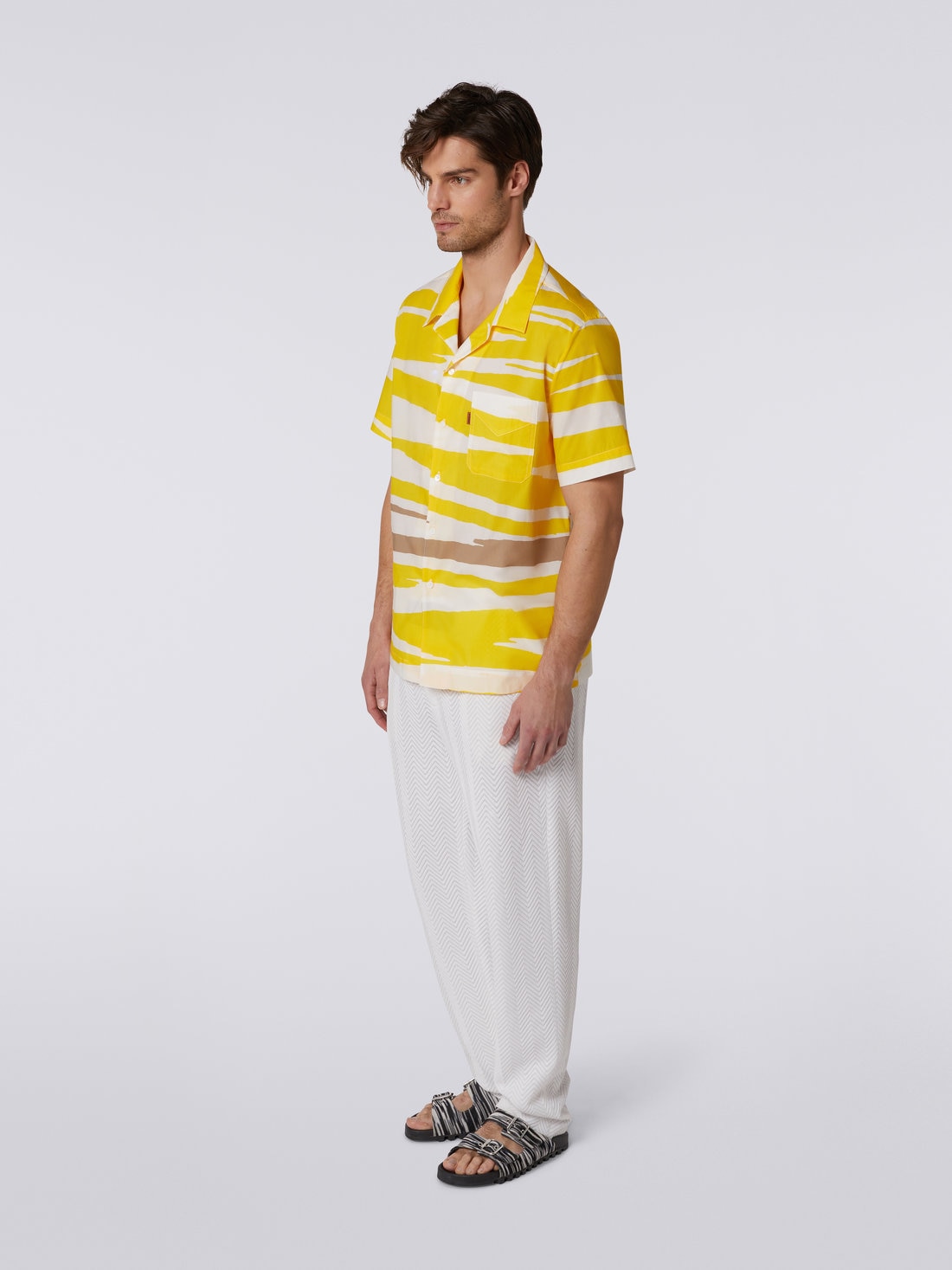 Short-sleeved cotton bowling shirt, Multicoloured  - US23SJ0RBW00MGS109Q - 2