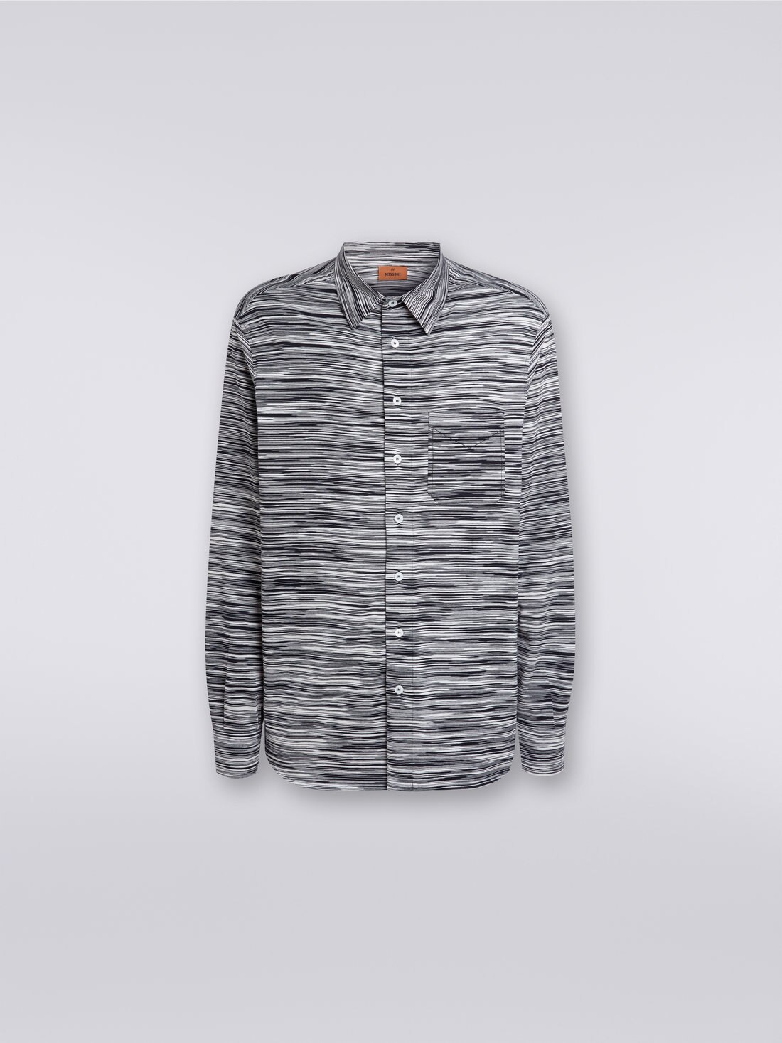 Slub cotton jersey shirt, Black & White - 8051575838866 - 0