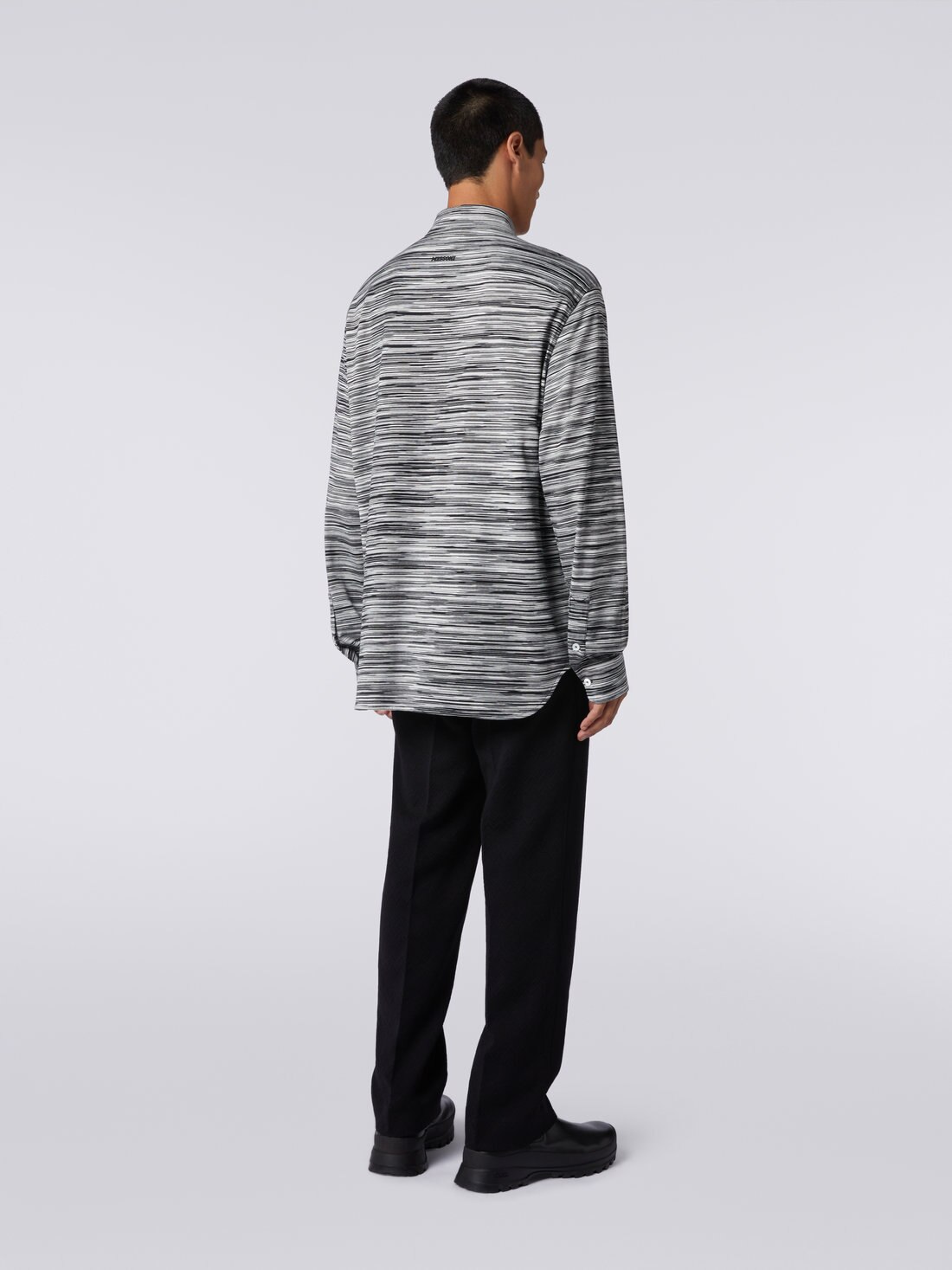 Slub cotton jersey shirt, Black & White - 8051575838866 - 3