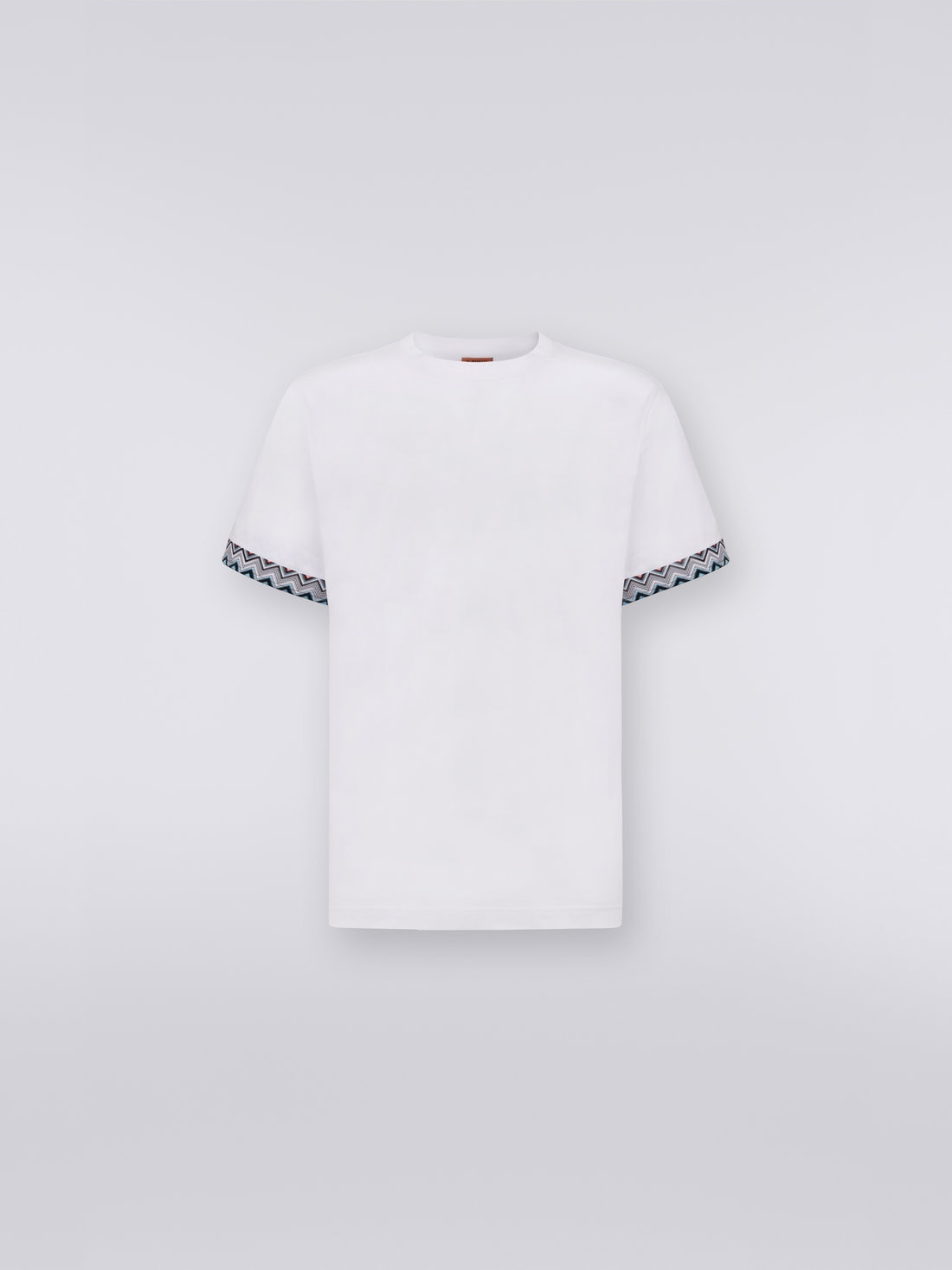 Cotton crew-neck T-shirt with knitted insert, White  - US23SL03BJ00DES016P - 0