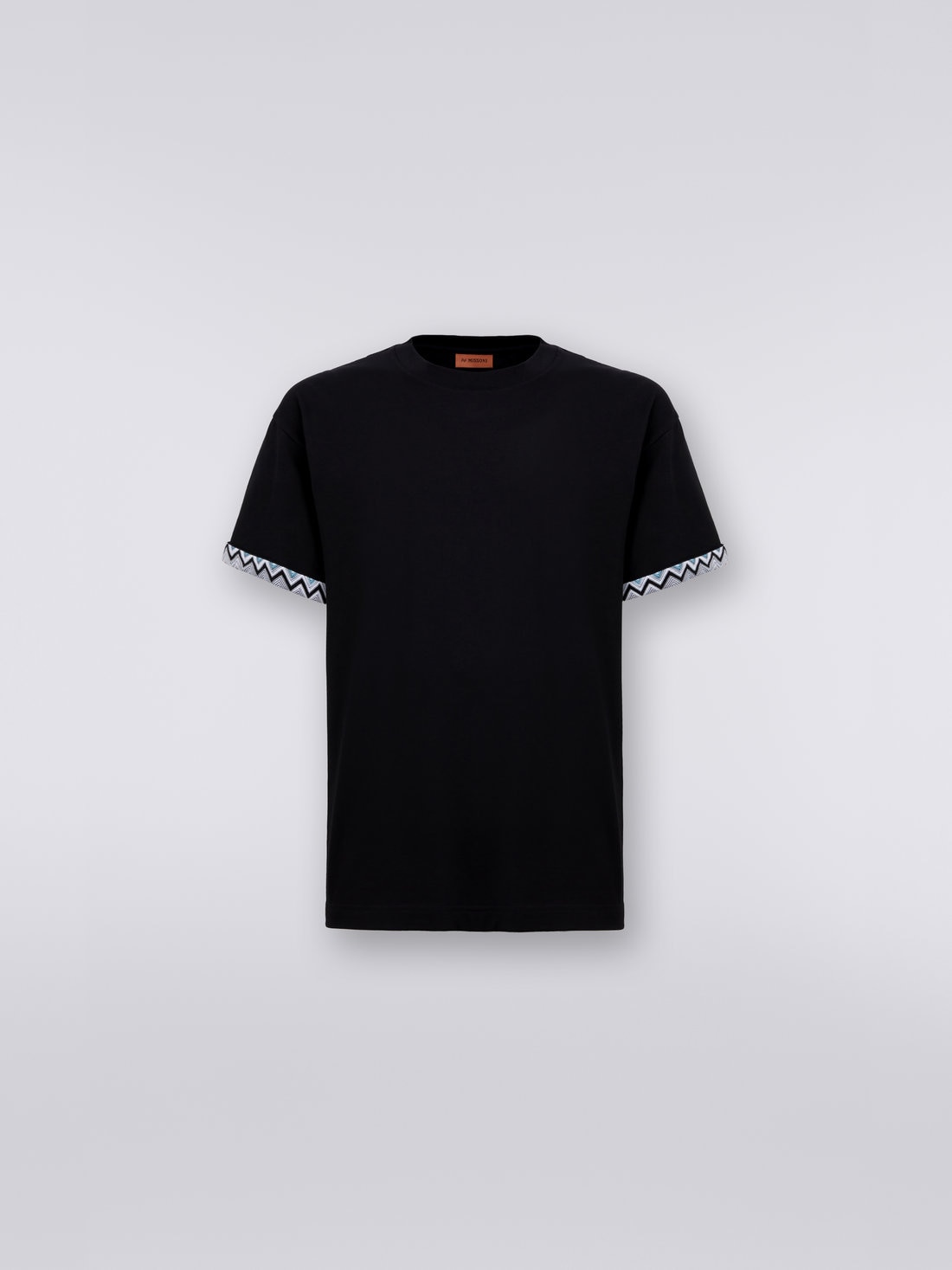 Cotton crew-neck T-shirt with knitted insert, Black    - US23SL03BJ00DES91DK - 0