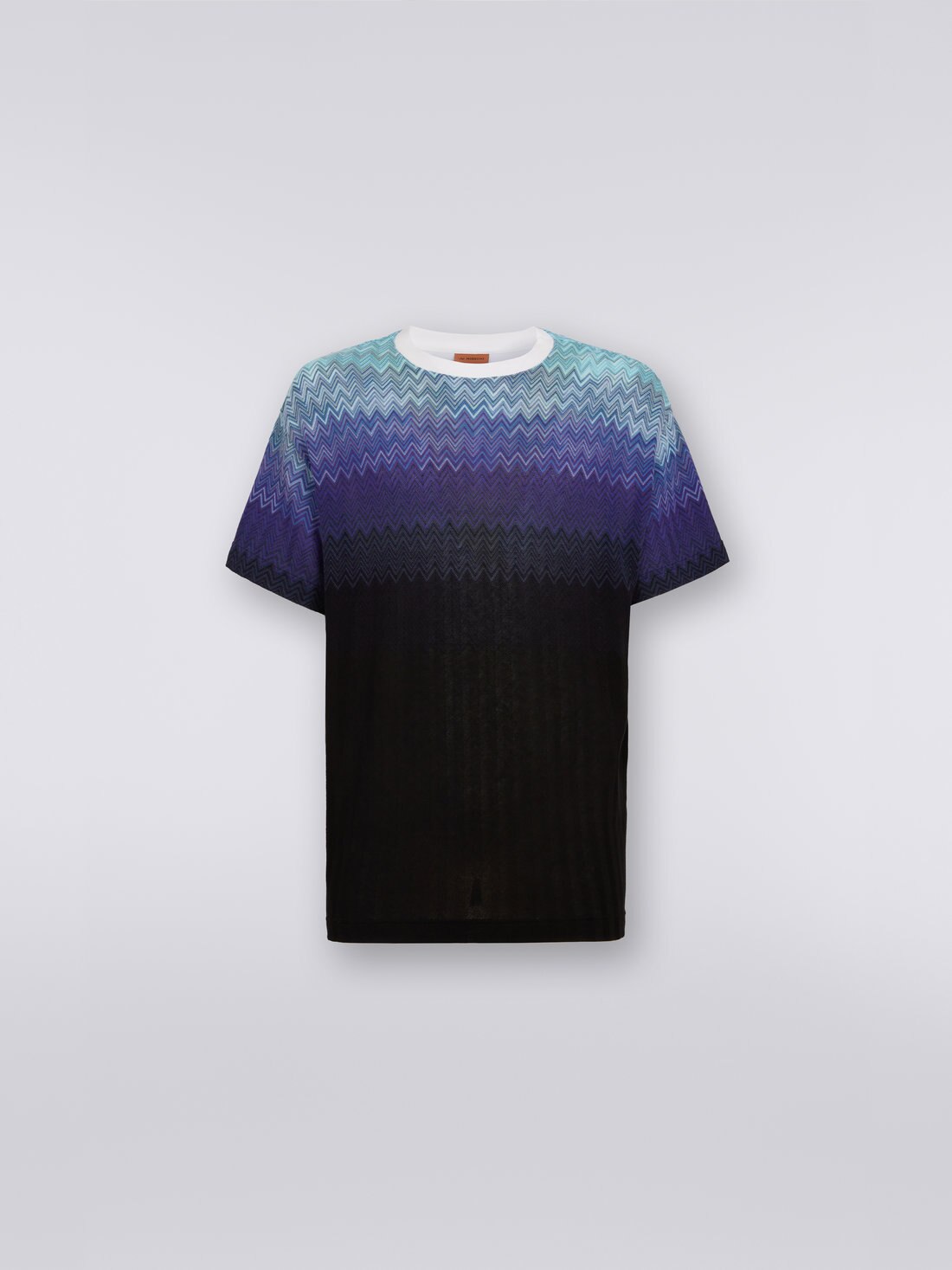 Missoni - Cotton and Viscose Chevron Crew-Neck T-Shirt, Men, Black, Size: 2XL