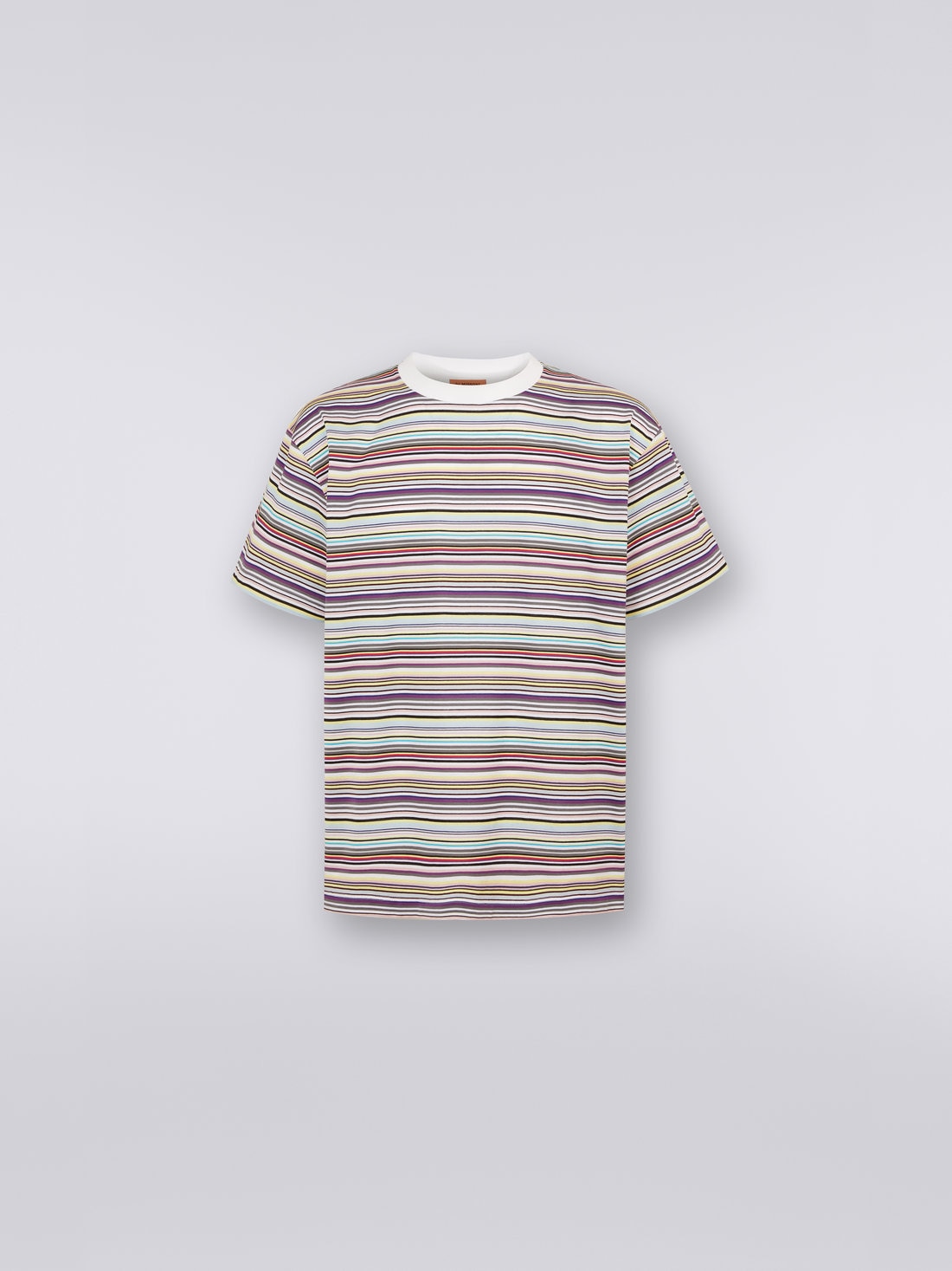 Multicoloured striped cotton crew-neck T-shirt, Multicoloured  - 8051575687204 - 0
