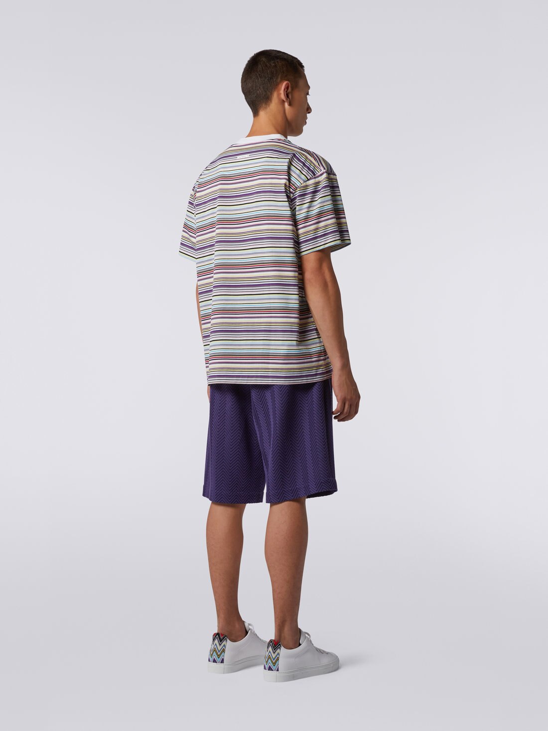 Multicoloured striped cotton crew-neck T-shirt, Multicoloured  - 8051575687204 - 3