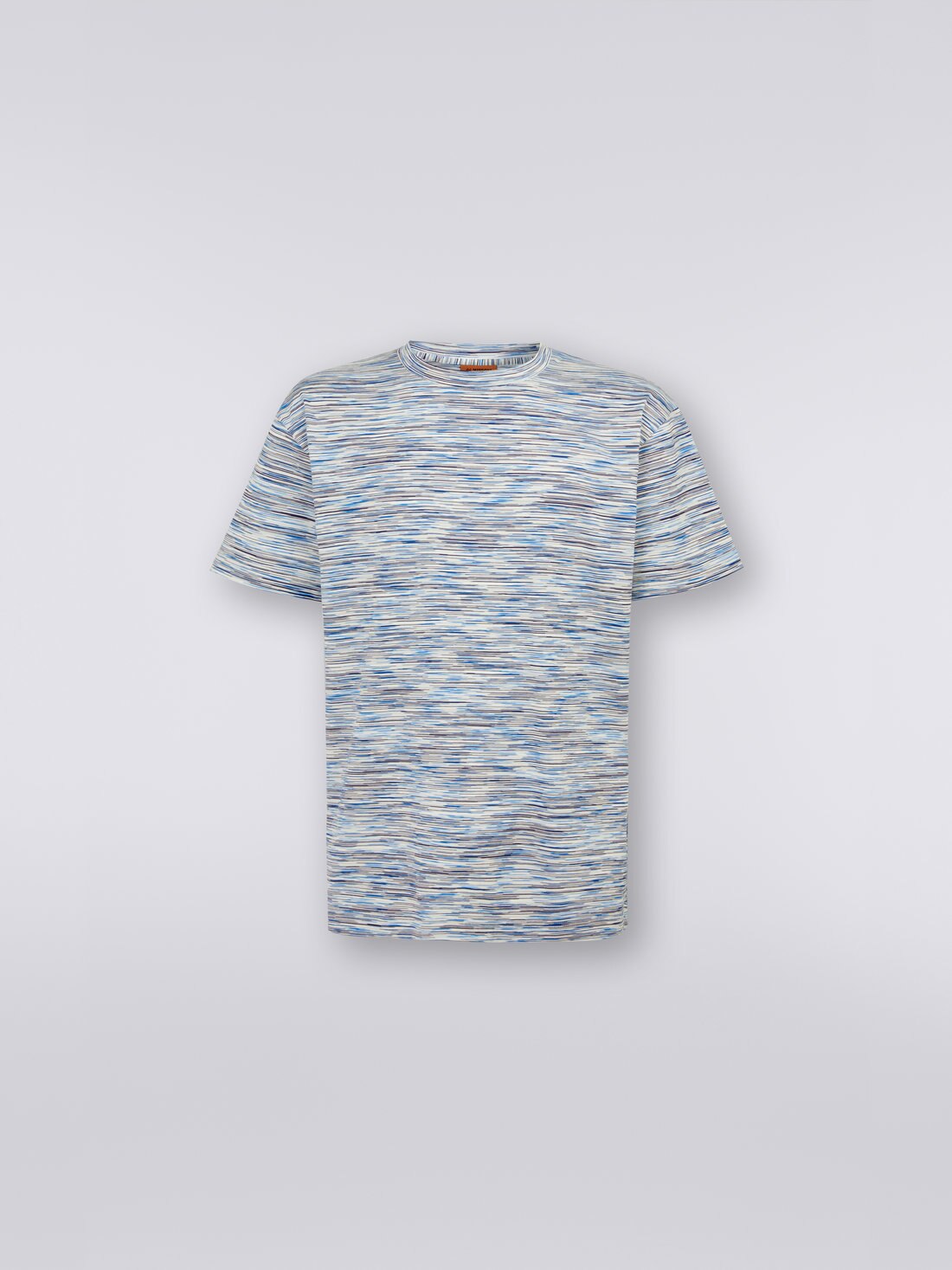 Slub cotton jersey crew-neck T-shirt, White & Sky Blue - US23SL12BJ0001F0026 - 0