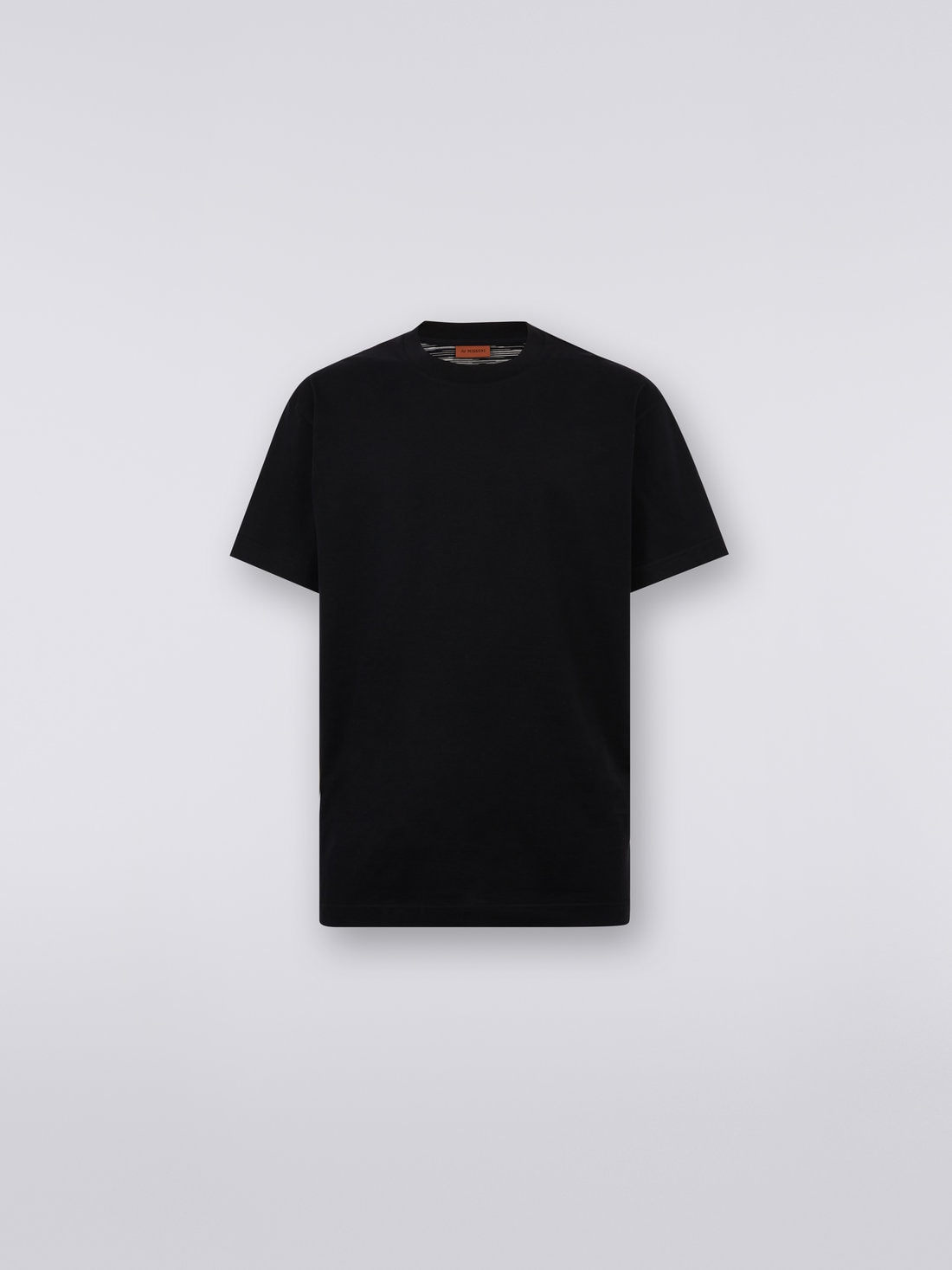 Short-sleeved cotton crew-neck T-shirt with logo, Black & White - 8051575747021 - 0